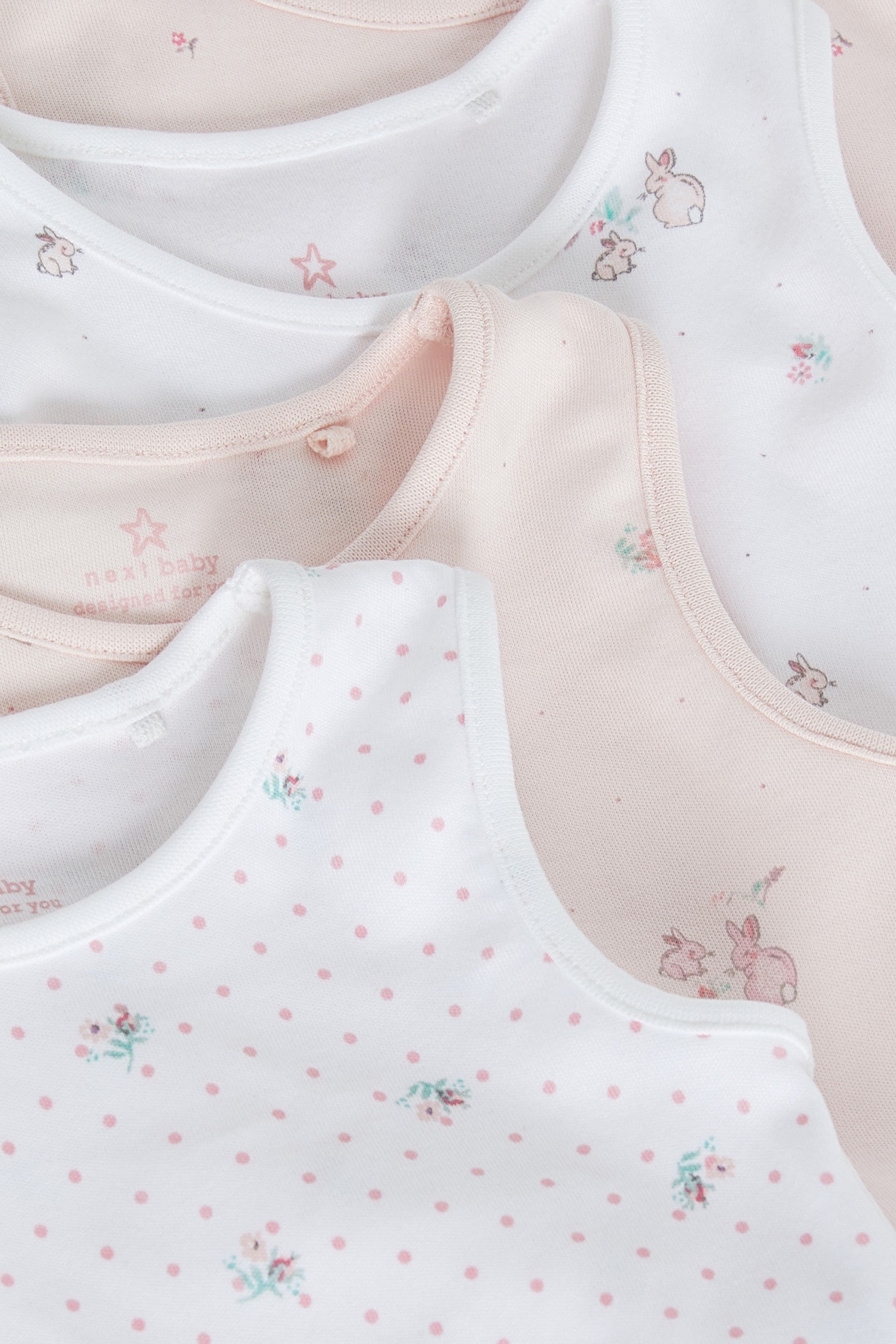 Pink 4 Pack Bunny Vest Bodysuits (0mths-3yrs)