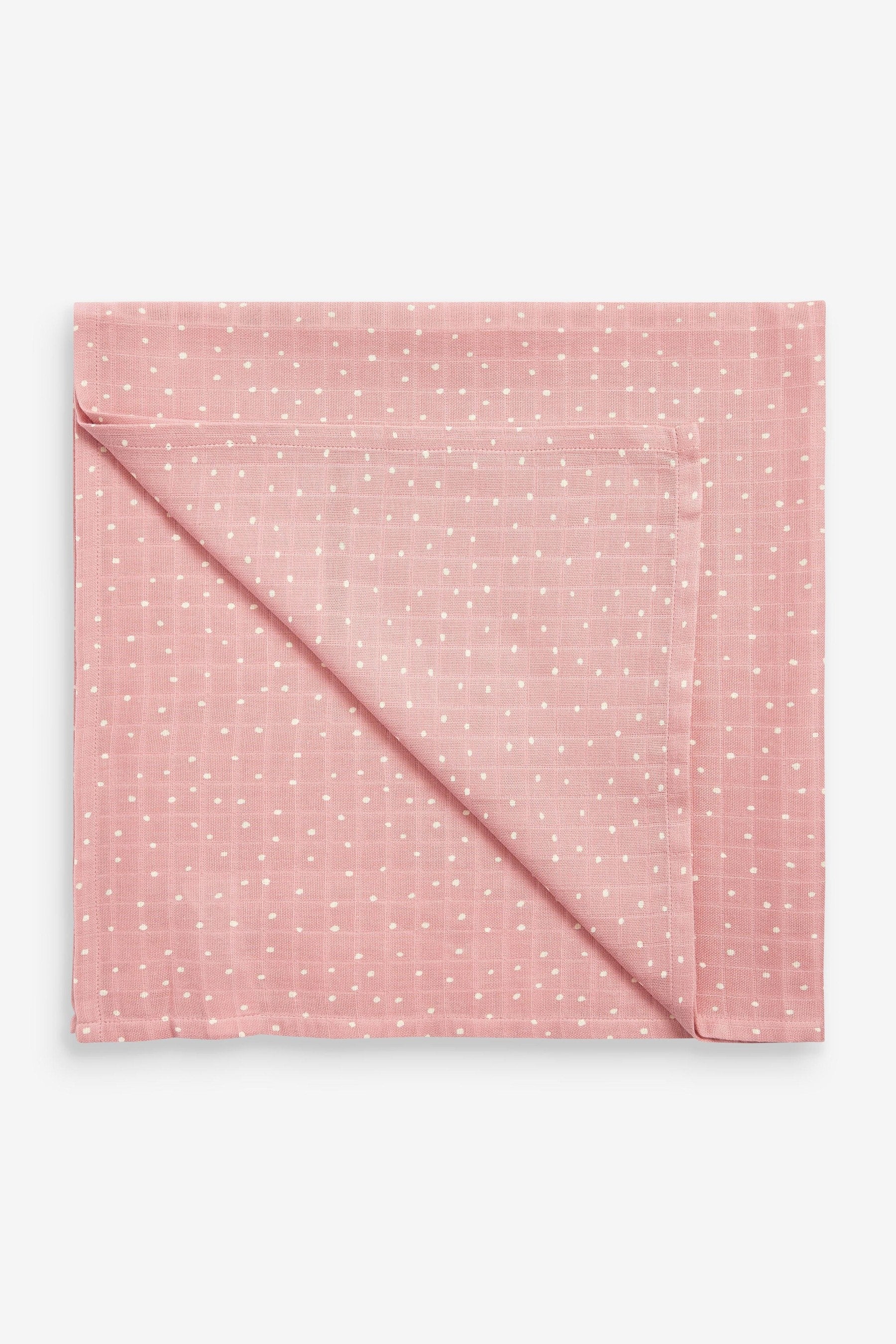 Pink Spot 4 Pack Baby Muslin Cloths