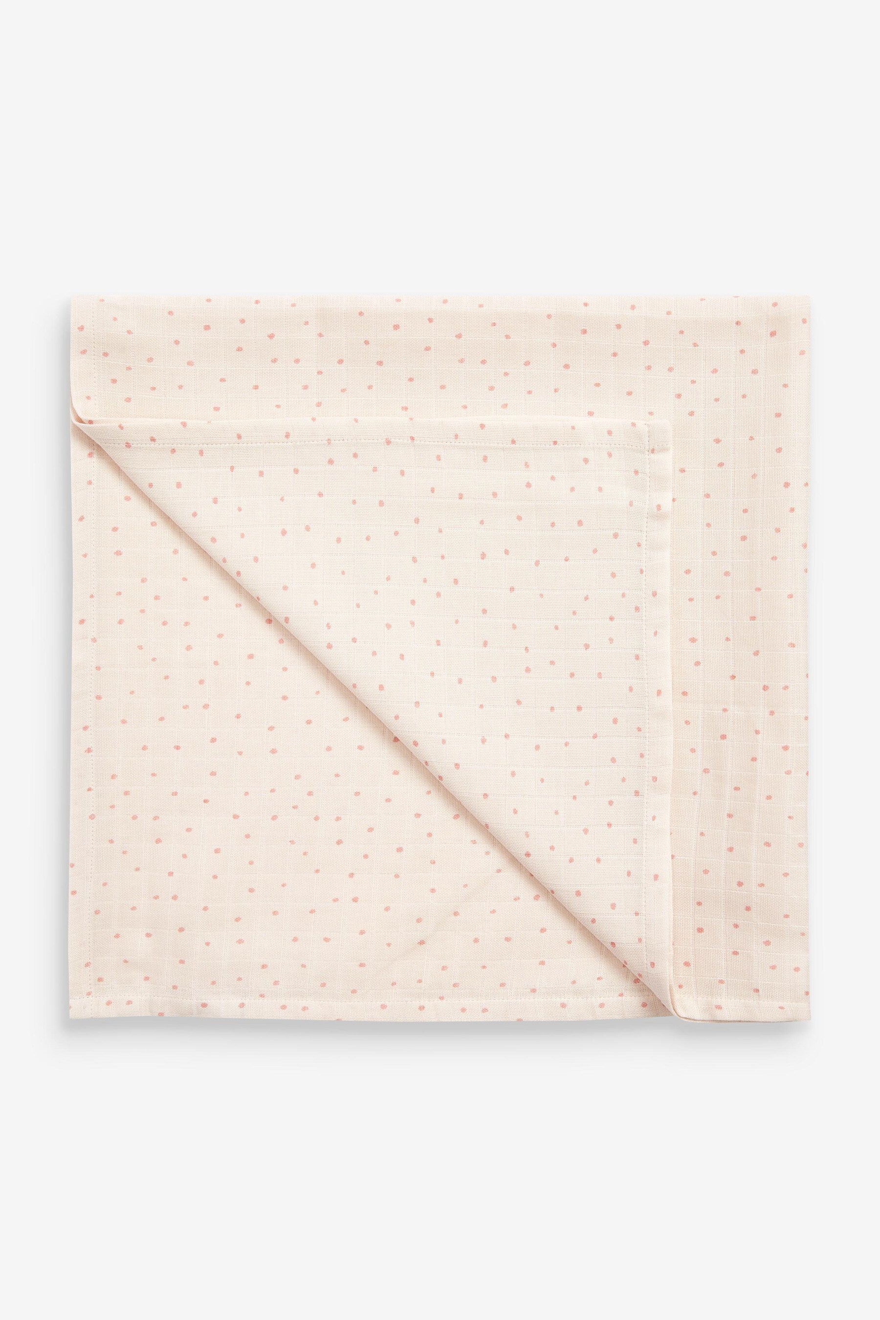 Pink Spot 4 Pack Baby Muslin Cloths