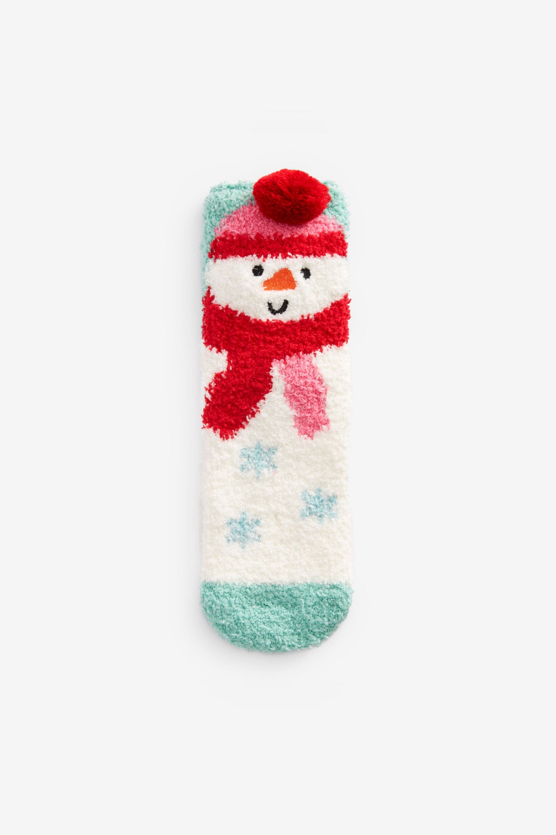 Green and White Snowman Cosy Slippers Socks