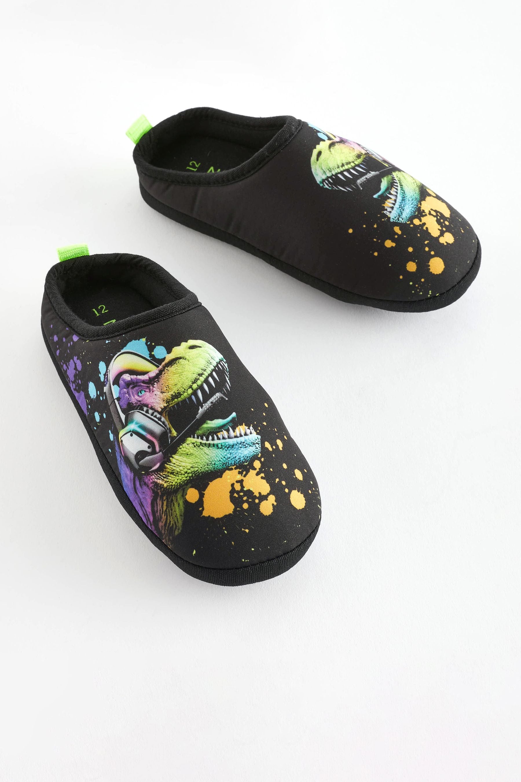 Black Dino Sporty Mule Slippers