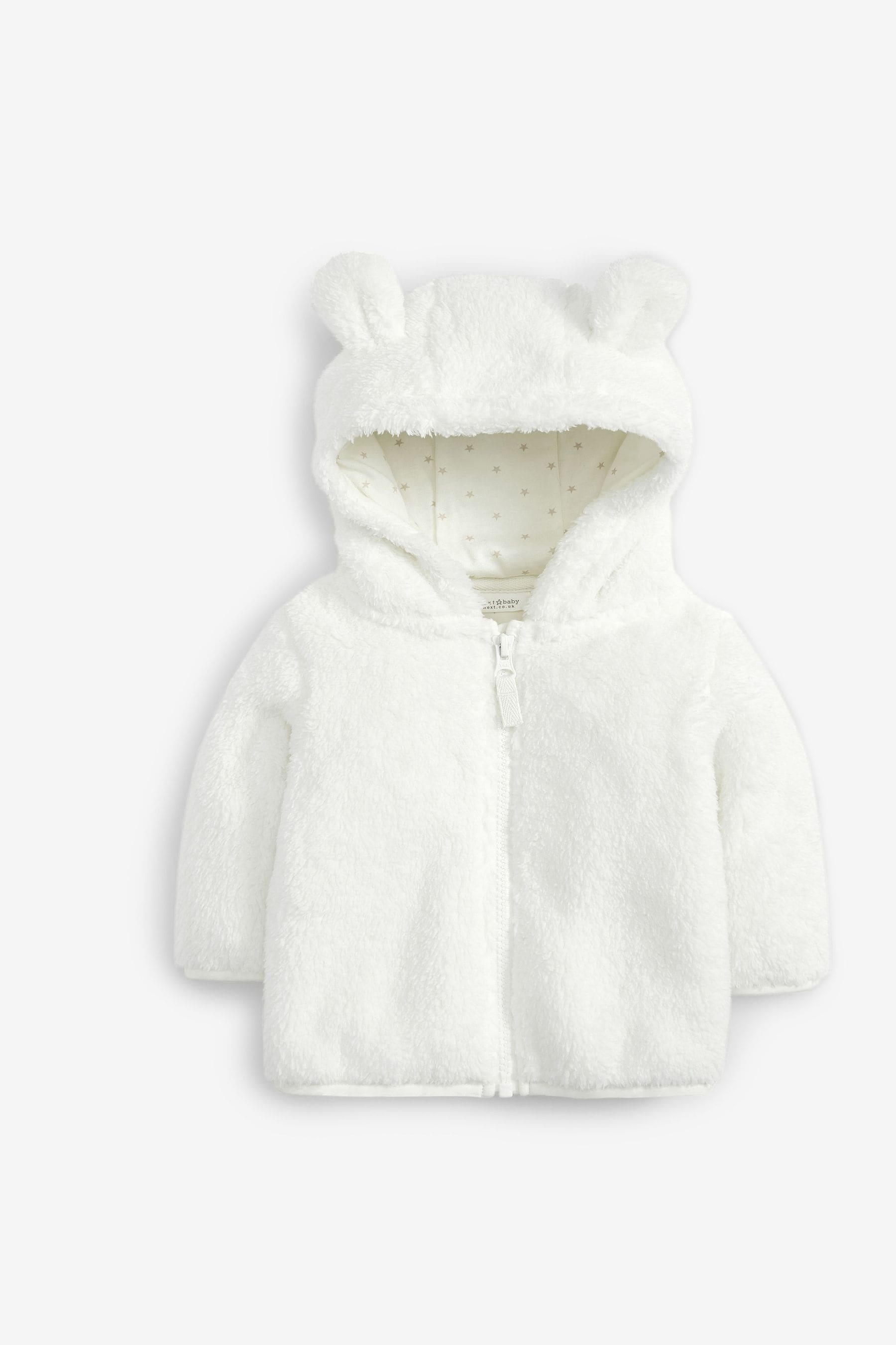 White Cosy Fleece Bear Baby Jacket