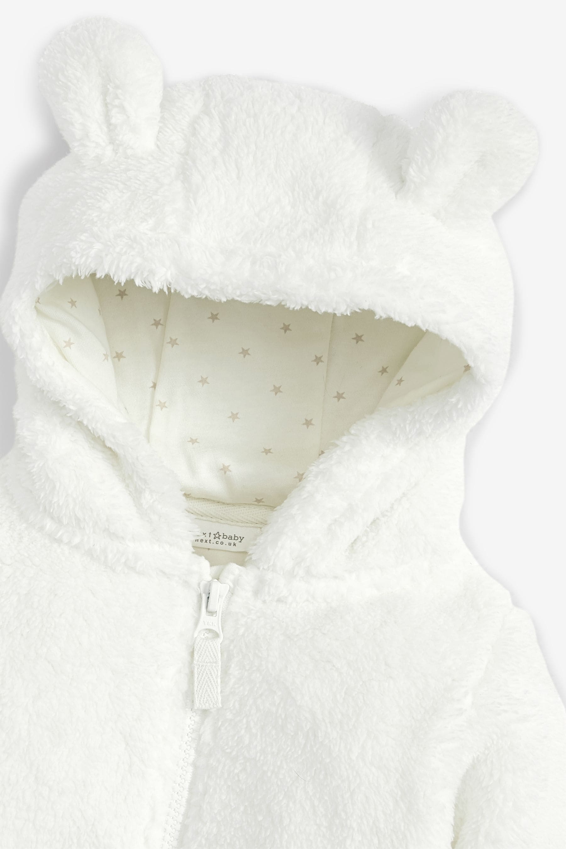 White Cosy Fleece Bear Baby Jacket