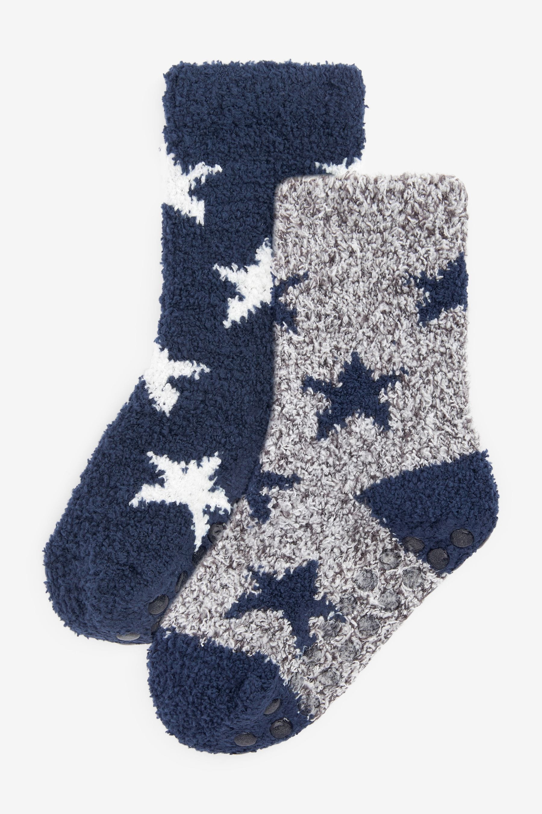 Navy Blue/Grey Stars Cosy Socks 2 Pack