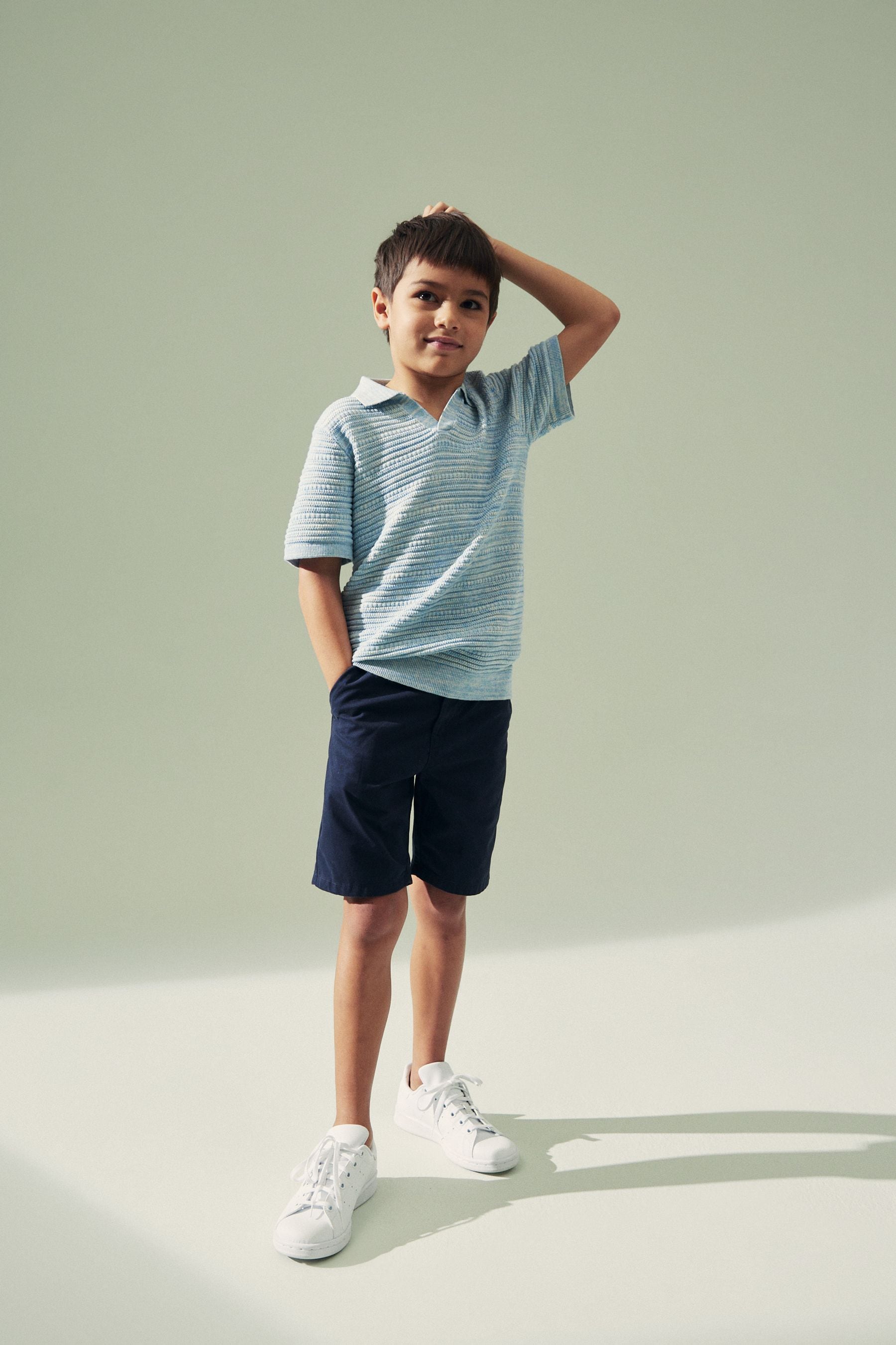 Blue Polo Short Sleeve Trophy Neck Jumper (3-16yrs)