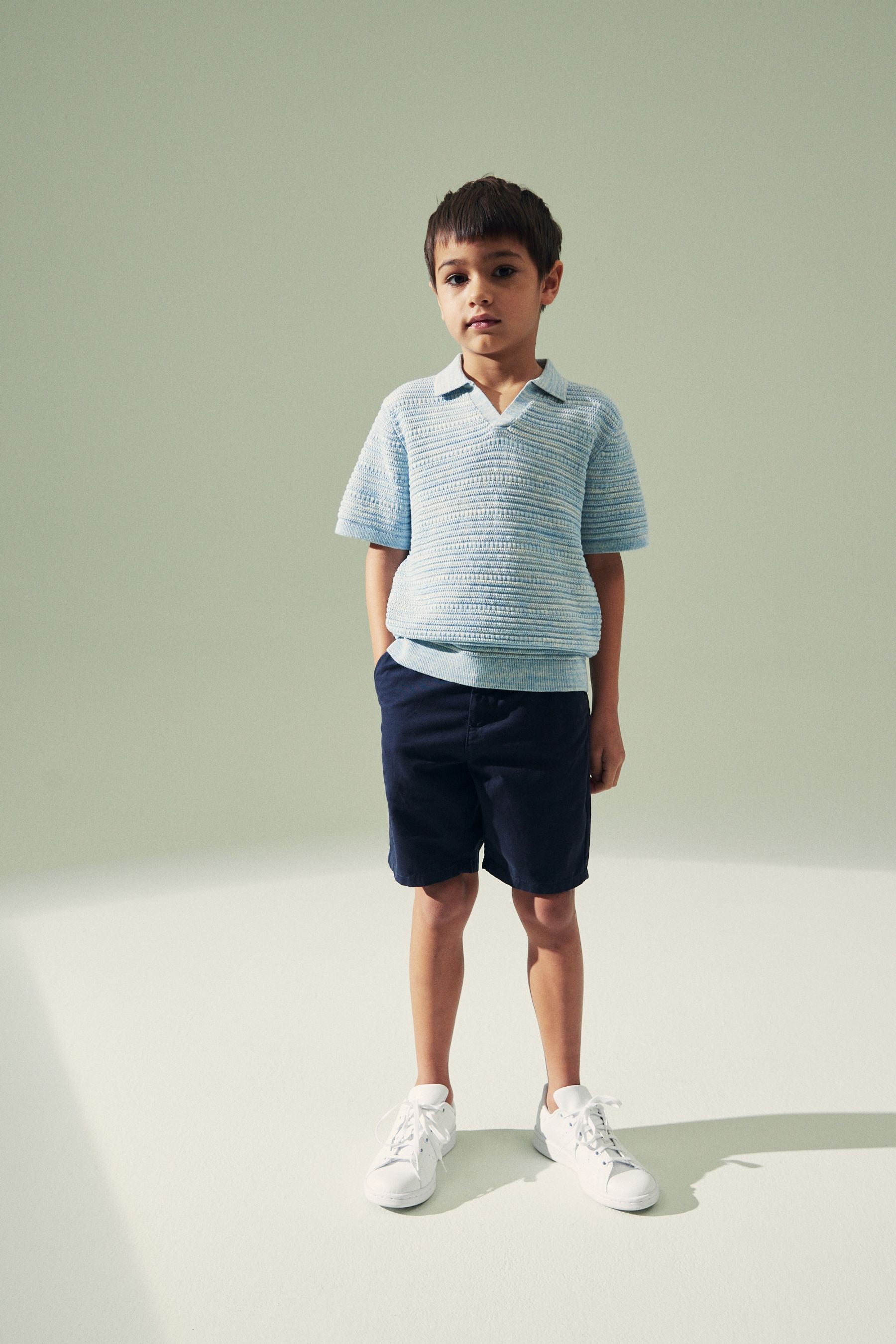 Blue Polo Short Sleeve Trophy Neck Jumper (3-16yrs)