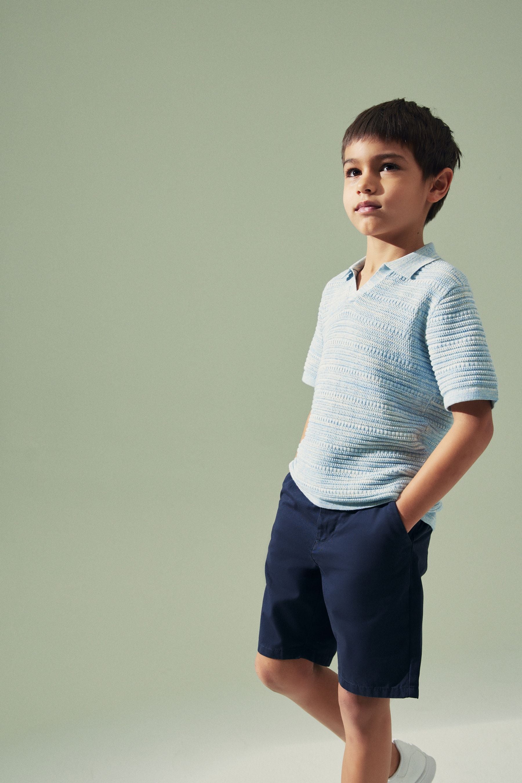 Blue Polo Short Sleeve Trophy Neck Jumper (3-16yrs)