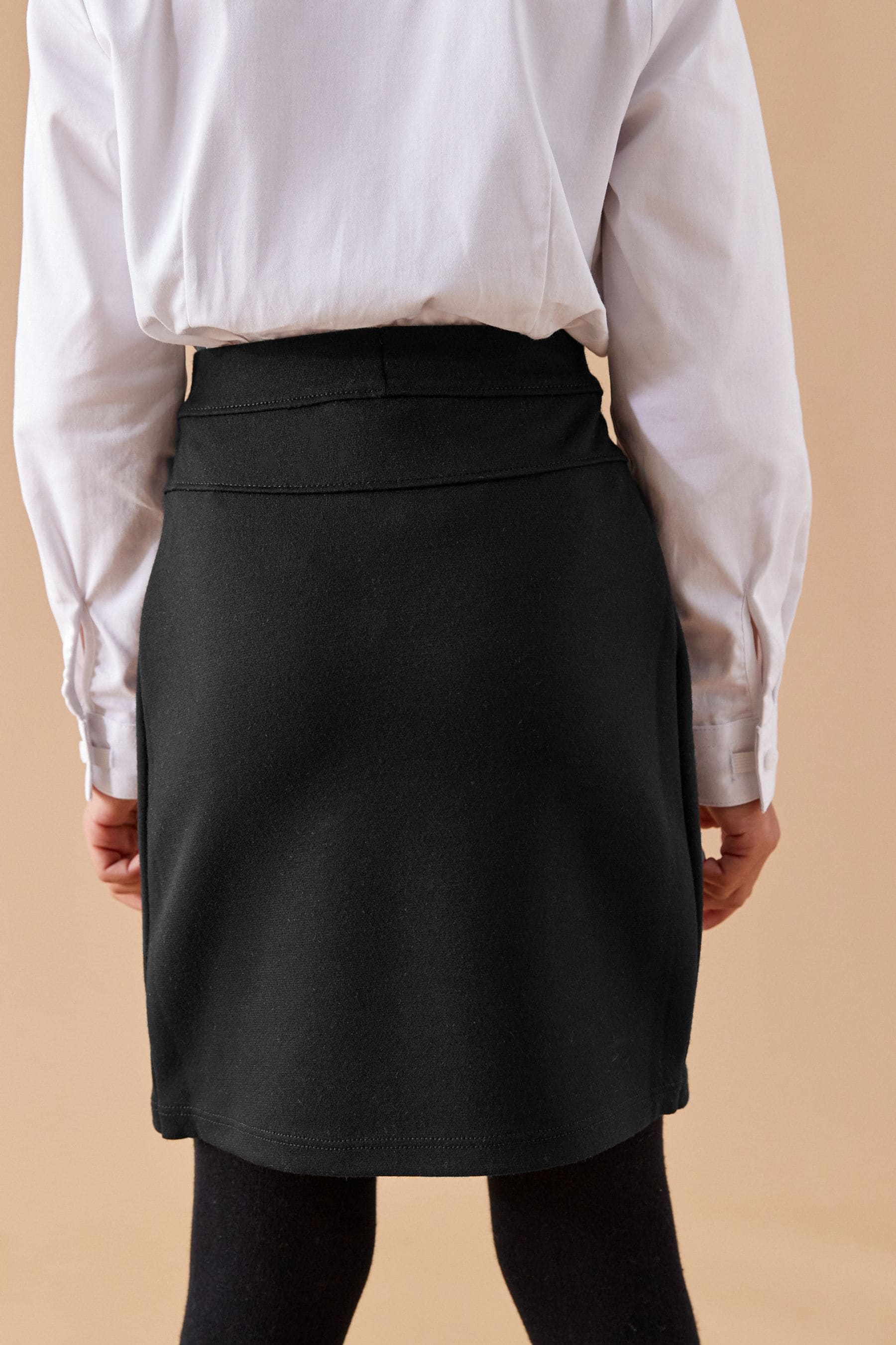 Black Jersey Stretch Pull-On Pencil Skirt (3-18yrs)