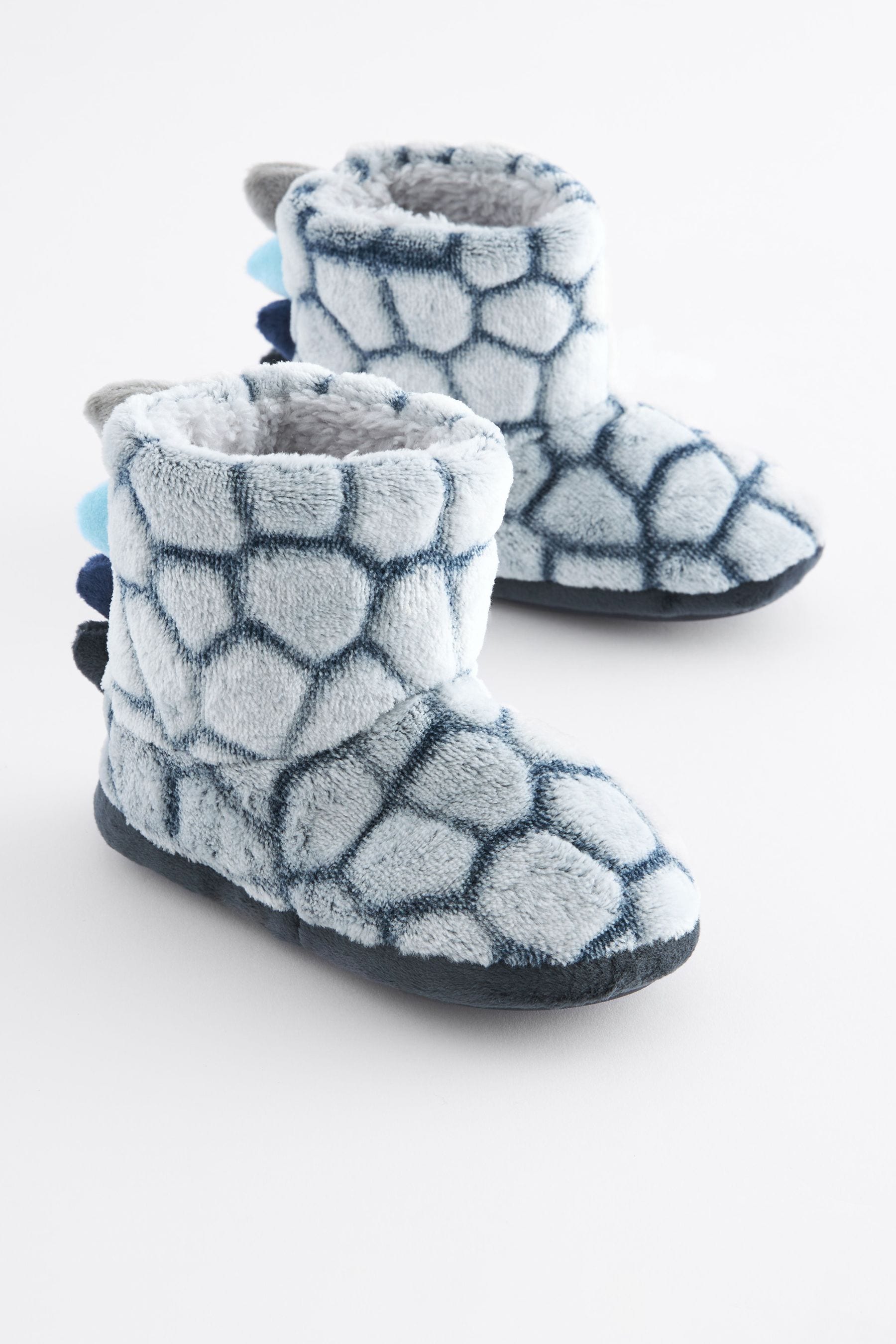 Grey Dino Scale Warm Lined Slipper Boots