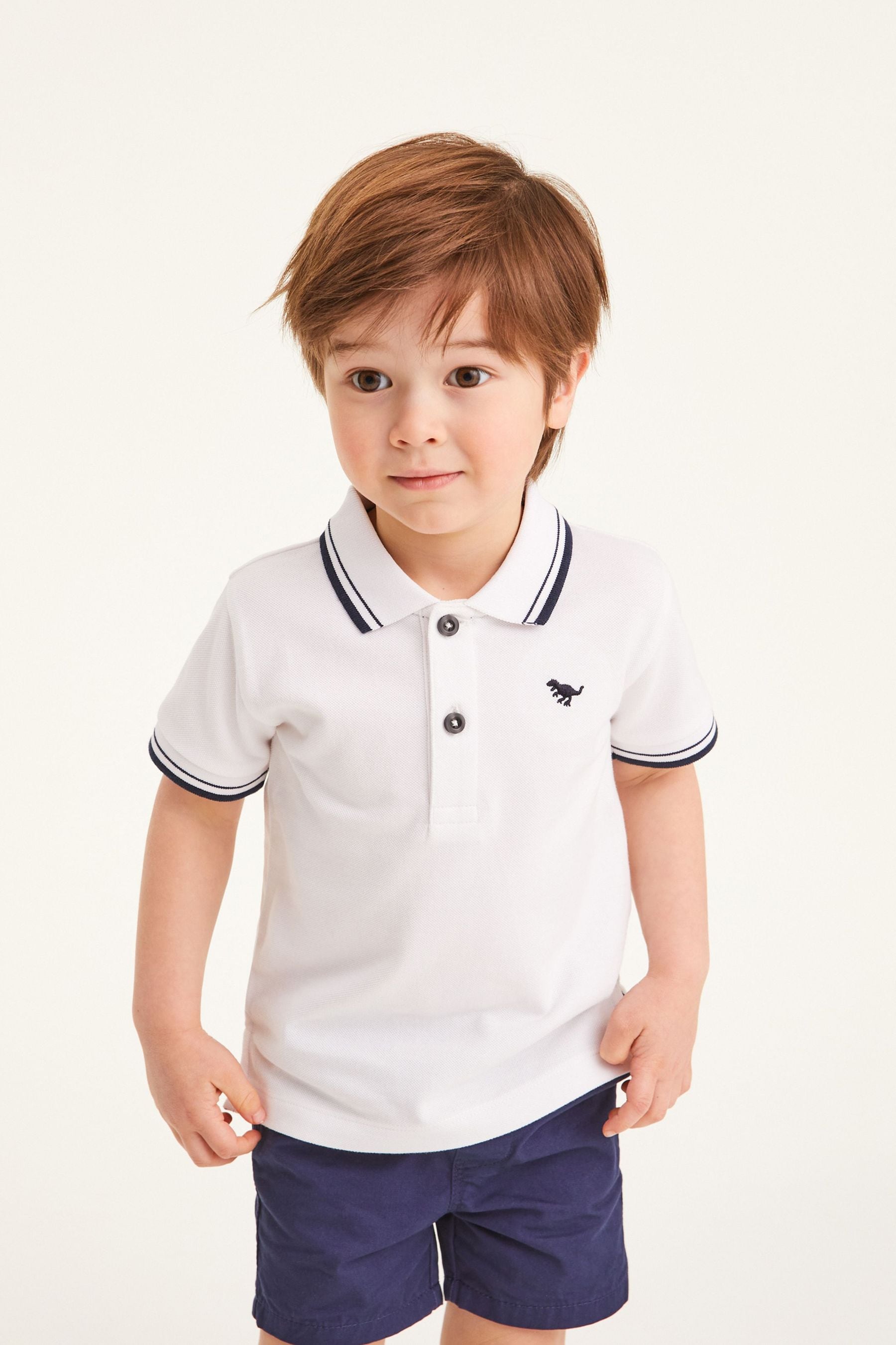 White Tipped Short Sleeve Polo Shirt (3mths-7yrs)