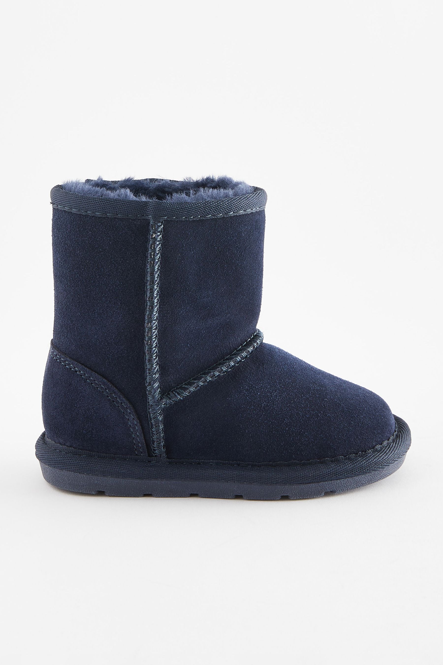 Navy Blue Suede Warm Lined Boots