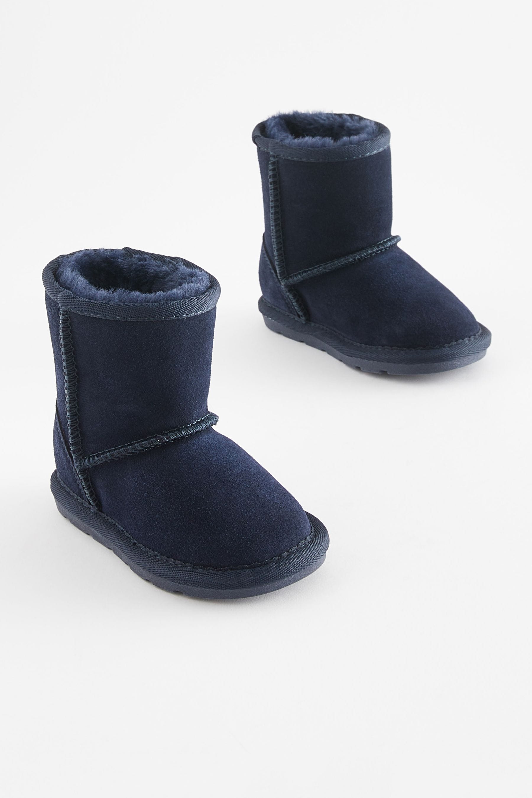 Navy Blue Suede Warm Lined Boots