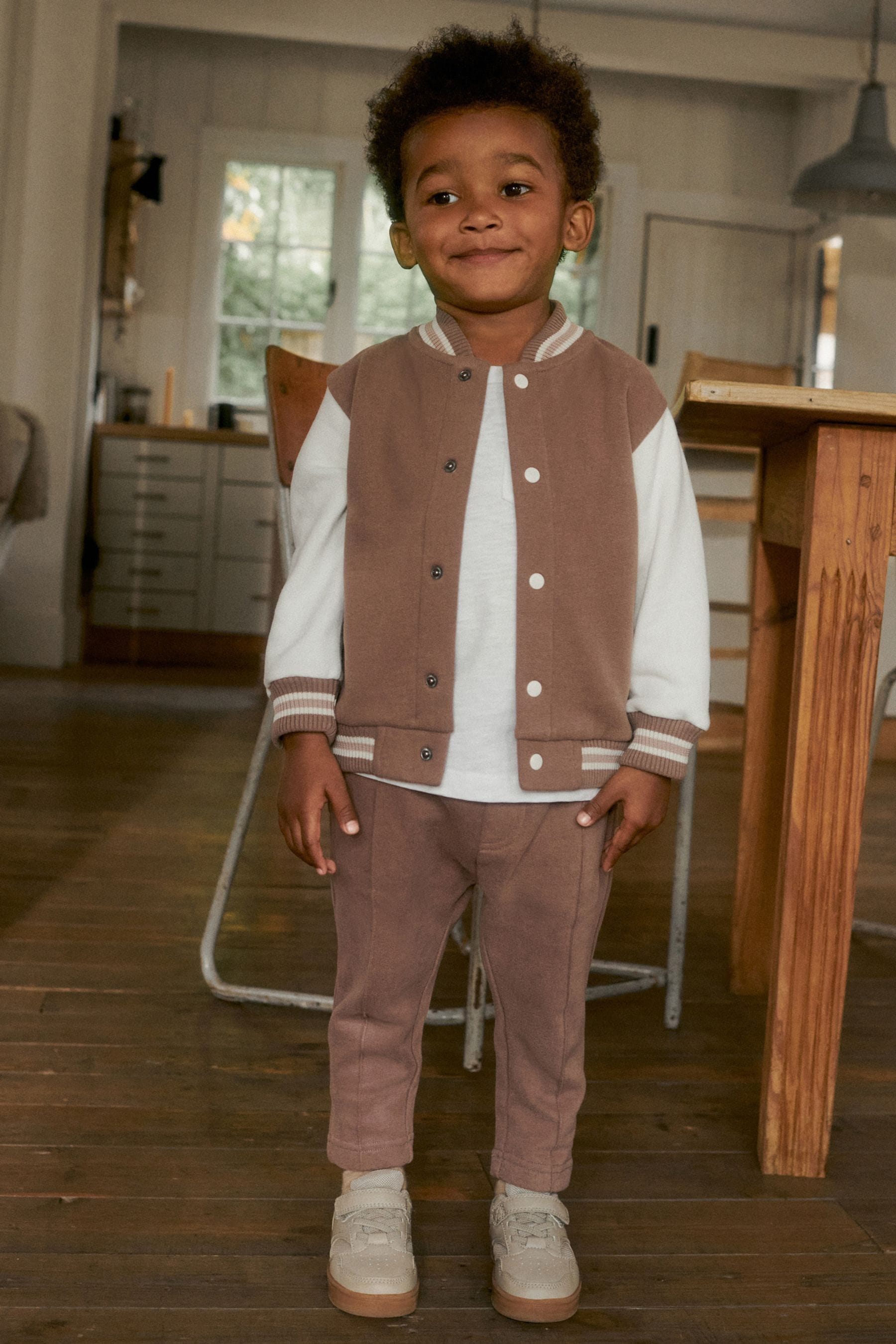 Brown/Cream Letterman Jacket and Joggers Set (3mths-7yrs)