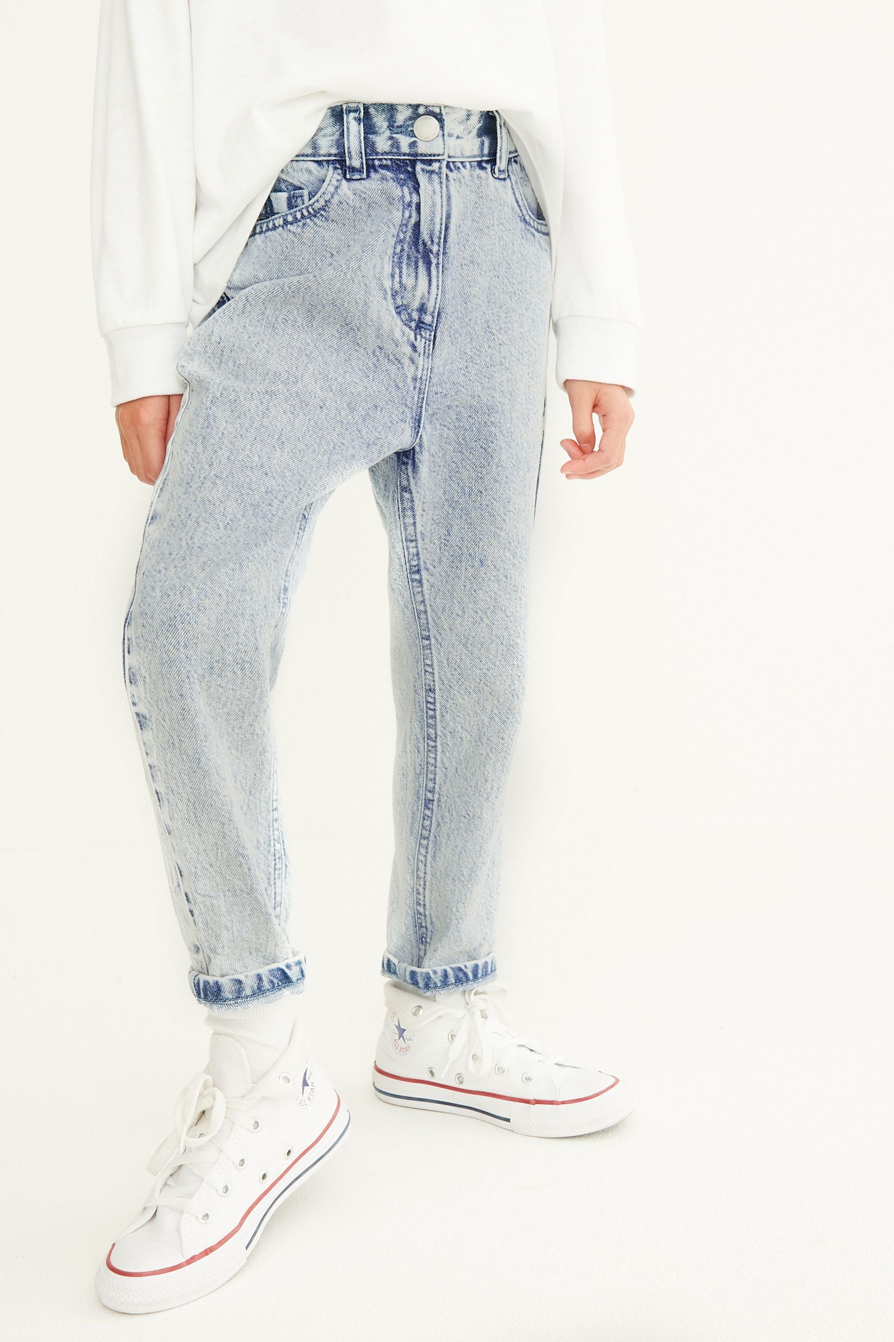 Bleach Wash Mom Jeans (3-16yrs)