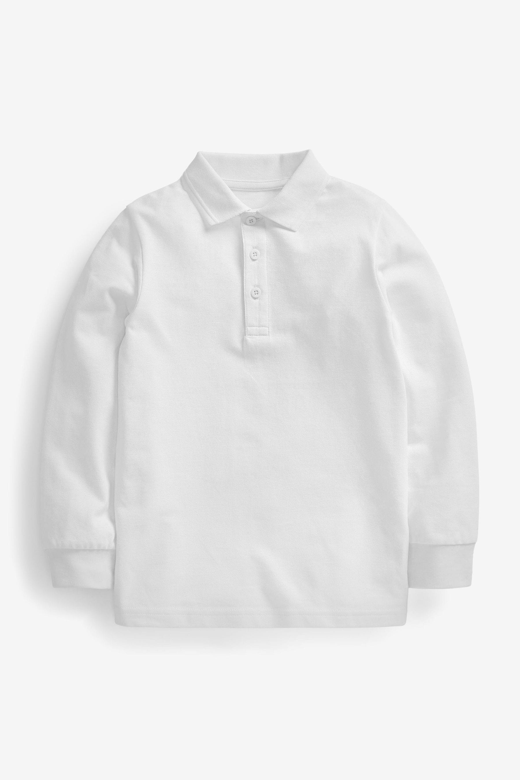 White Long Sleeve School Polo Shirts (3-16yrs)