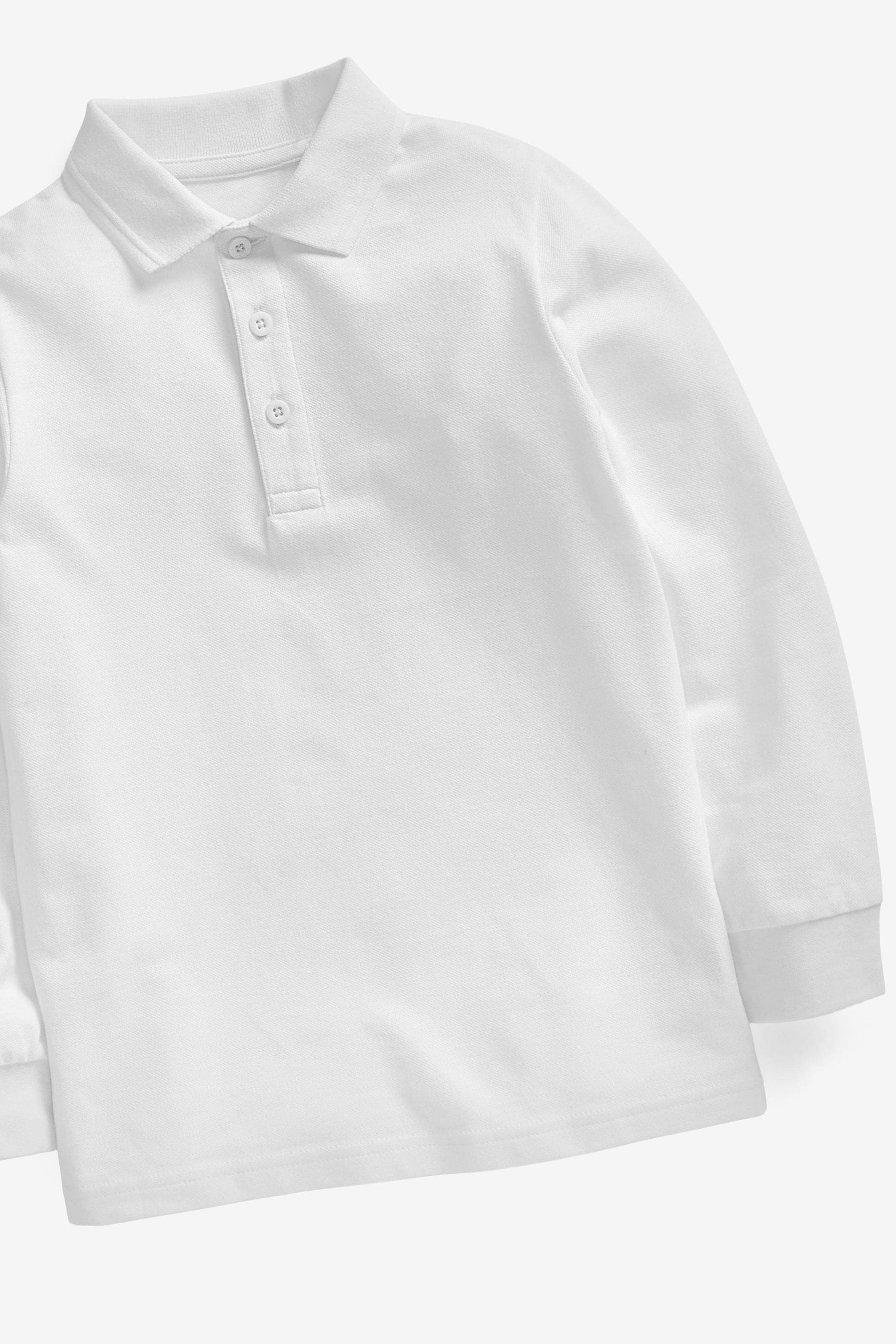 White Long Sleeve School Polo Shirts (3-16yrs)