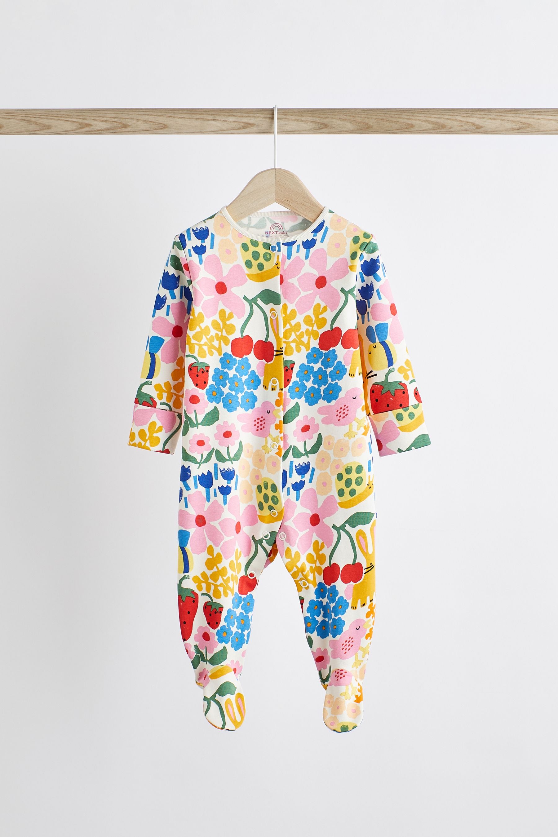 Multi Bright Baby 4 Pack Footed Sleepsuits (0-3yrs)