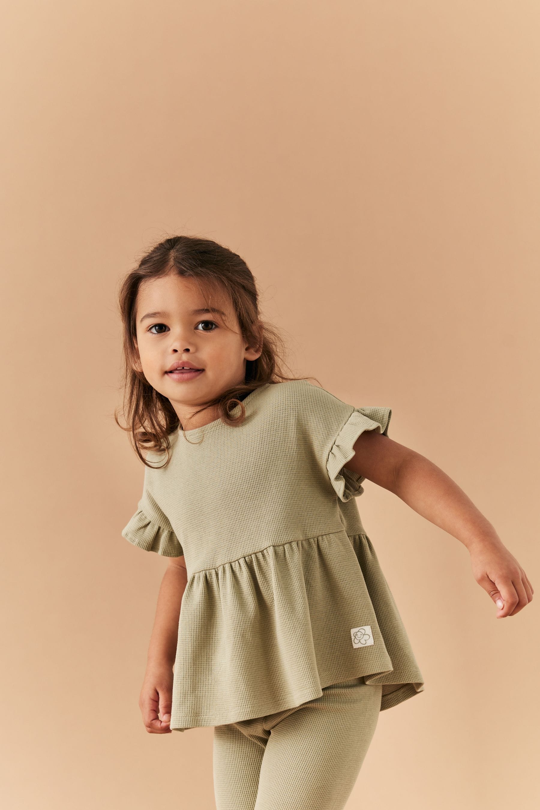 Green Short Sleeve Ruffle Top and Leggings Set (3mths-7yrs)