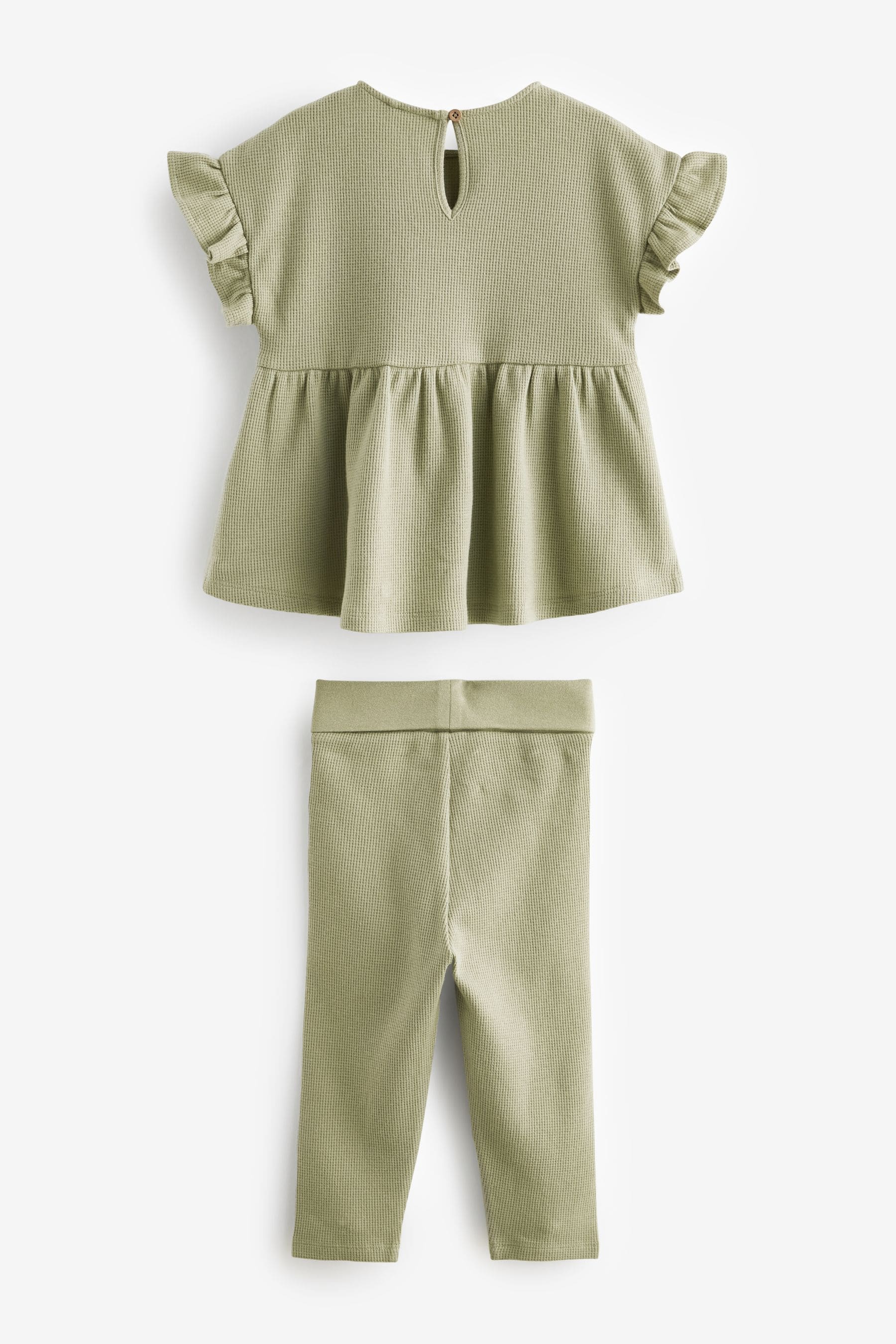 Green Short Sleeve Ruffle Top and Leggings Set (3mths-7yrs)