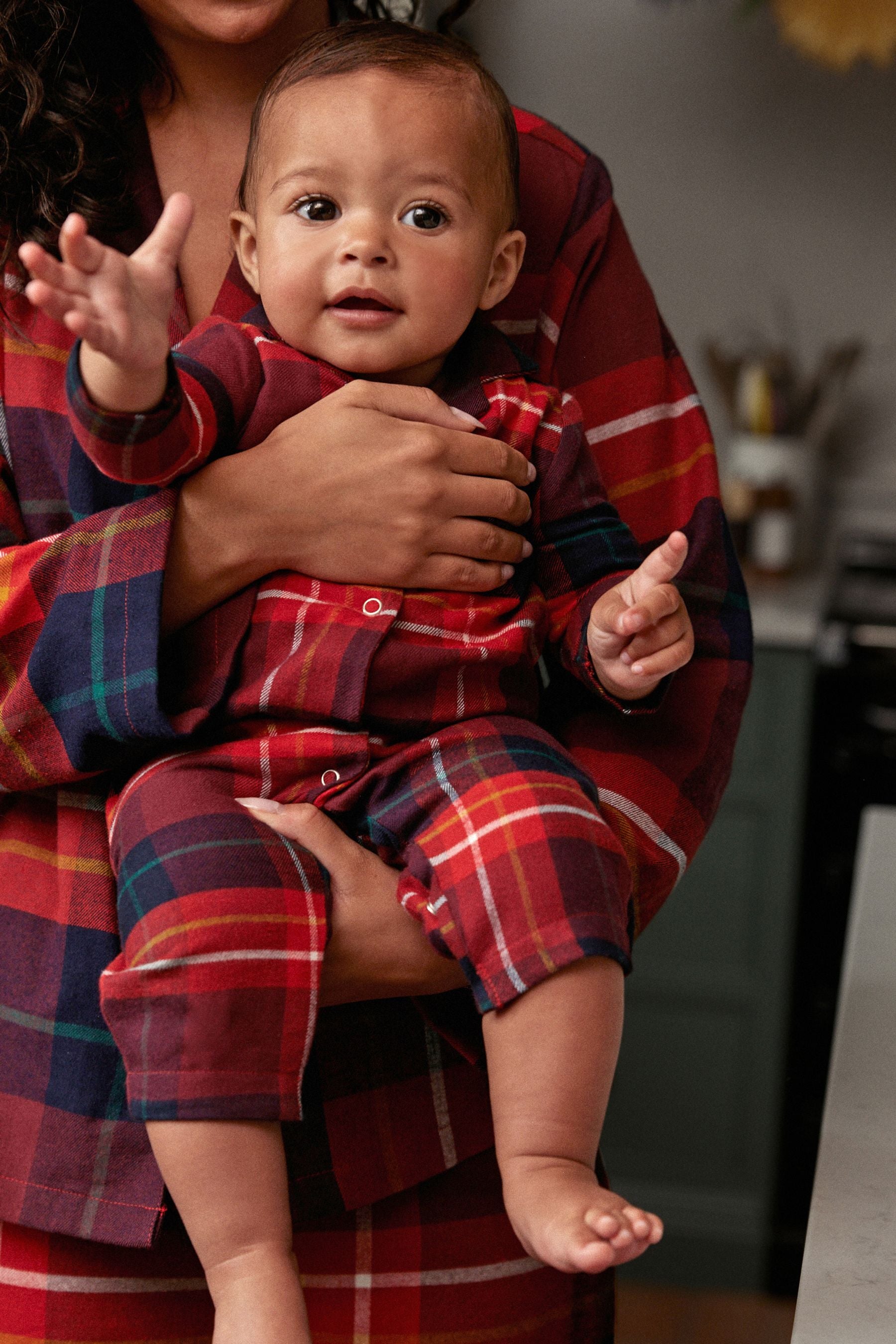 Red Check Matching Family Baby Christmas Cotton Pyjamas (0mths-3yrs)