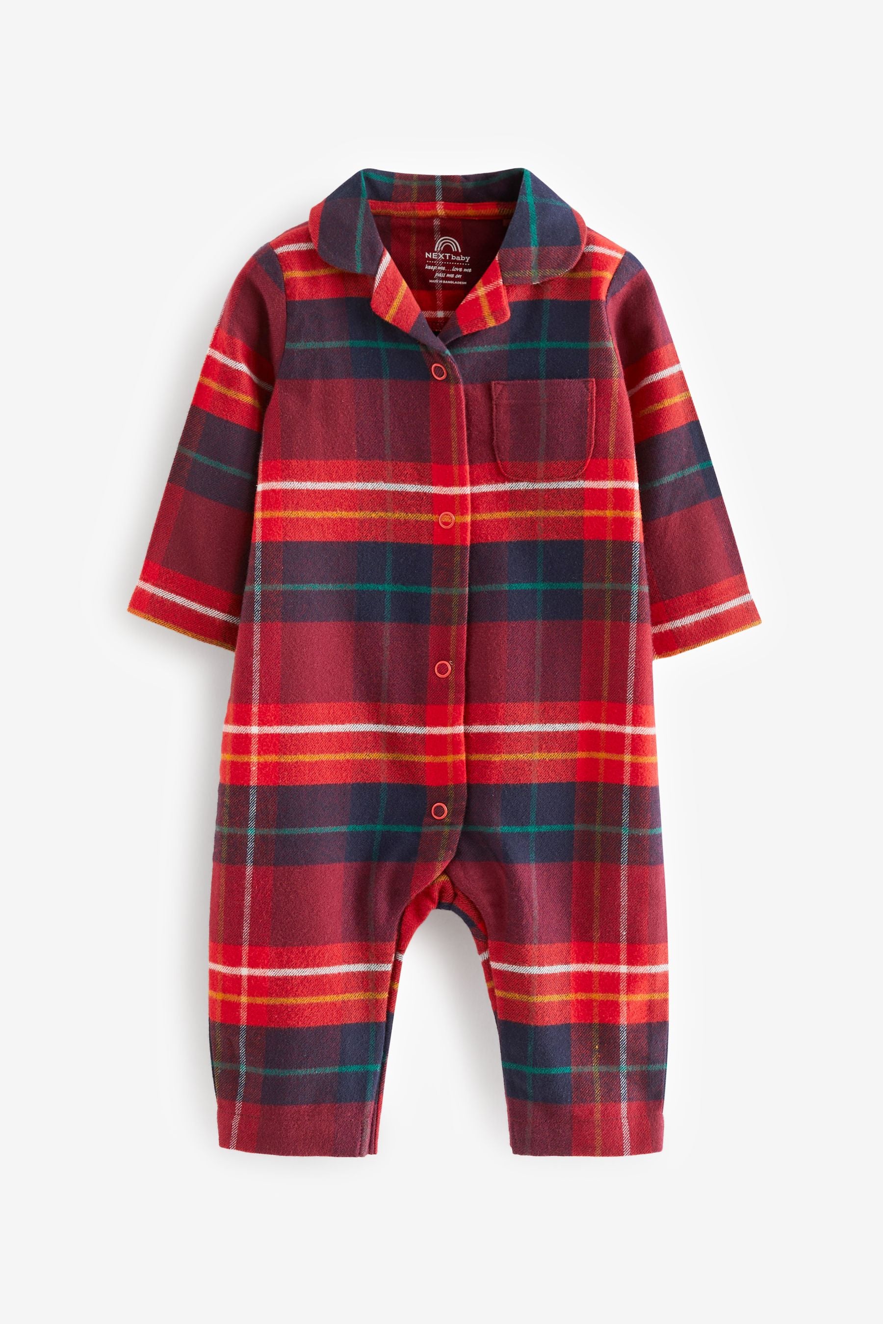 Red Check Matching Family Baby Christmas Cotton Pyjamas (0mths-3yrs)