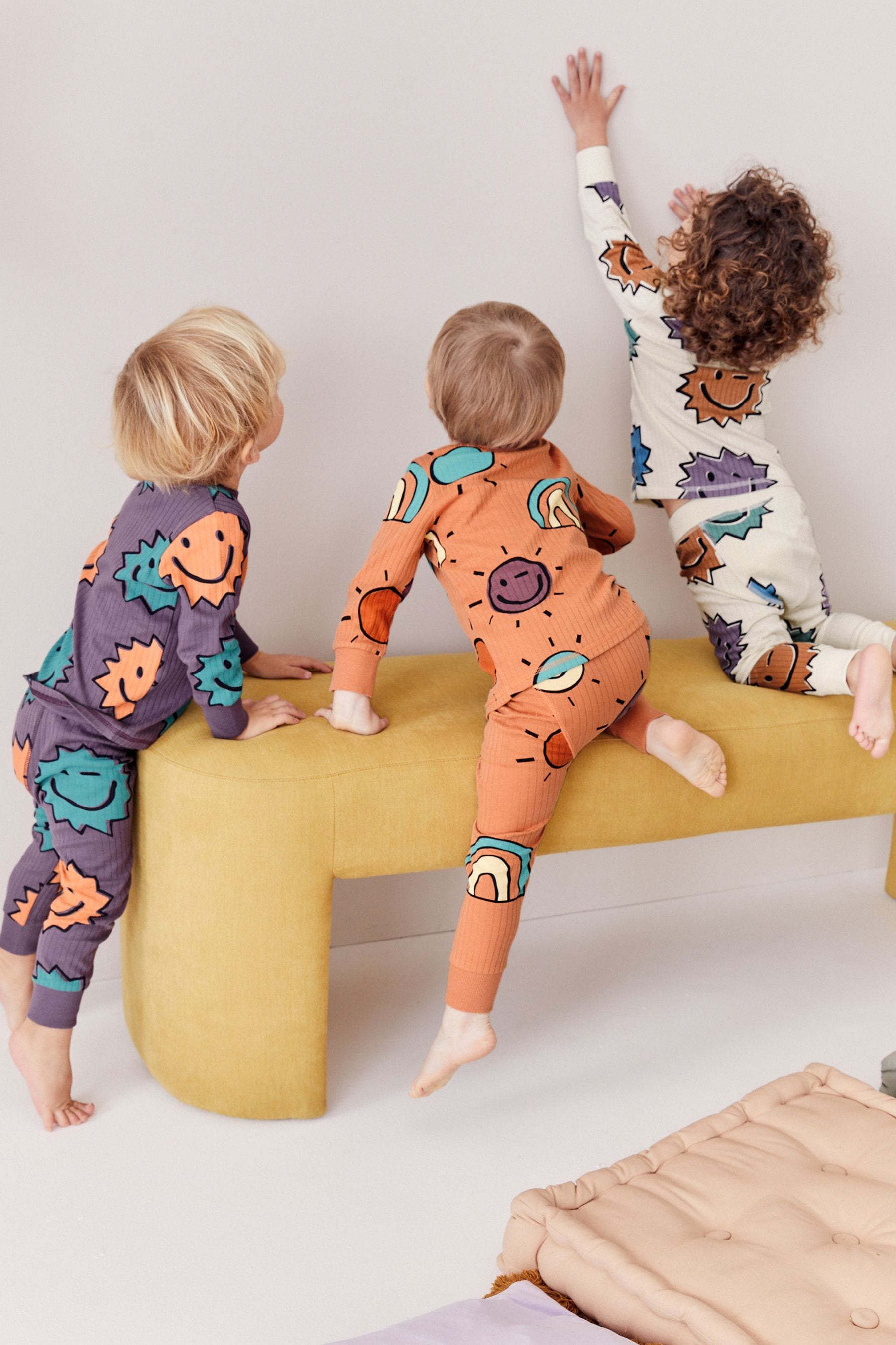 Multi Smile Long Sleeve 3 Pack Pyjamas Set (9mths-8yrs)