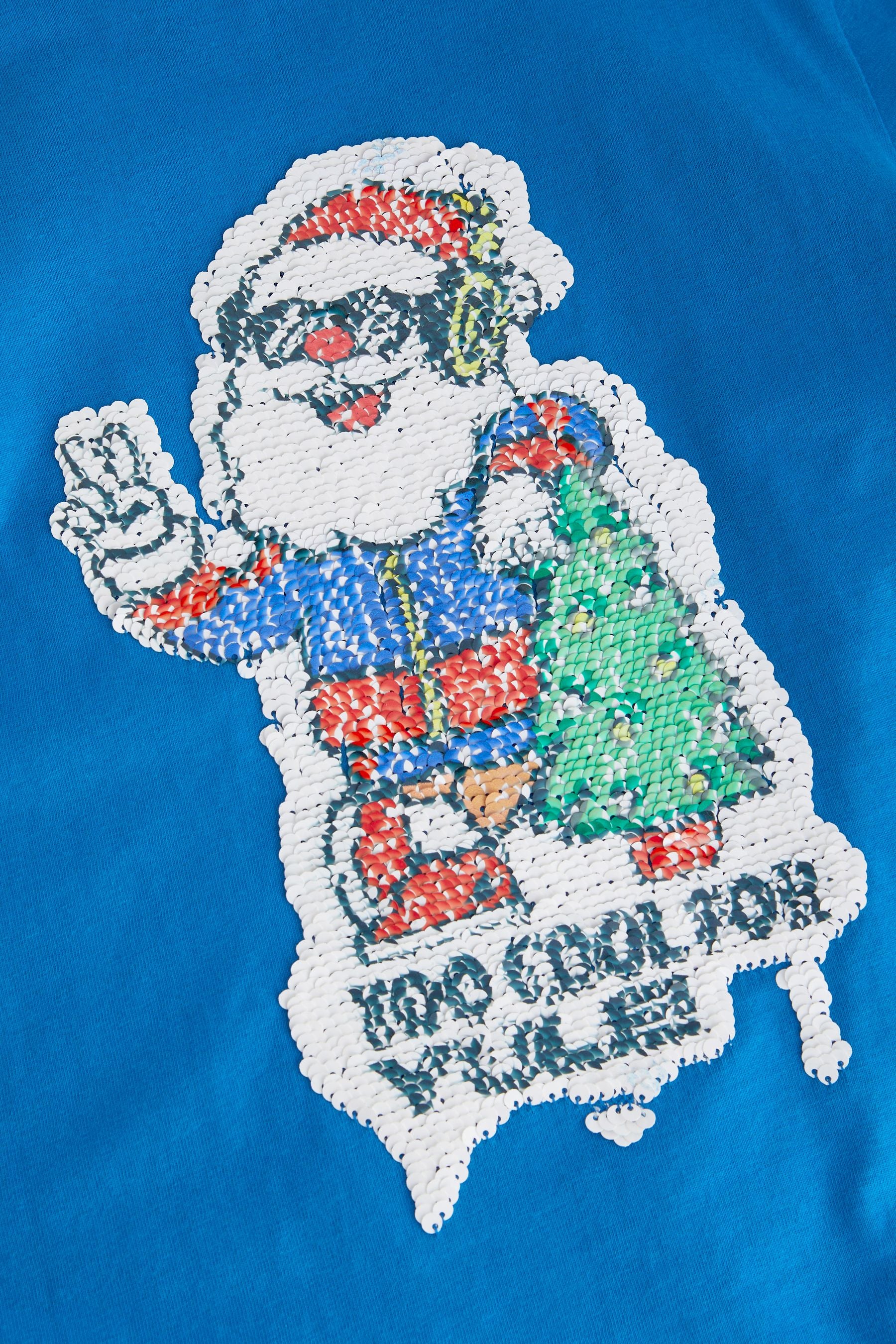 Cobalt Blue Santa Long Sleeve Flippy Sequin Christmas T-Shirt (3-16yrs)