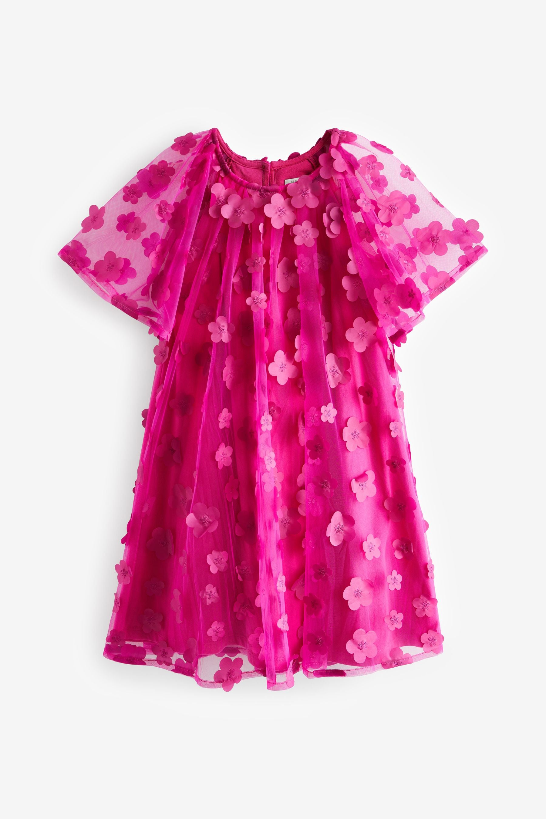 Pink 3D Flower Party Dress (3-16yrs)