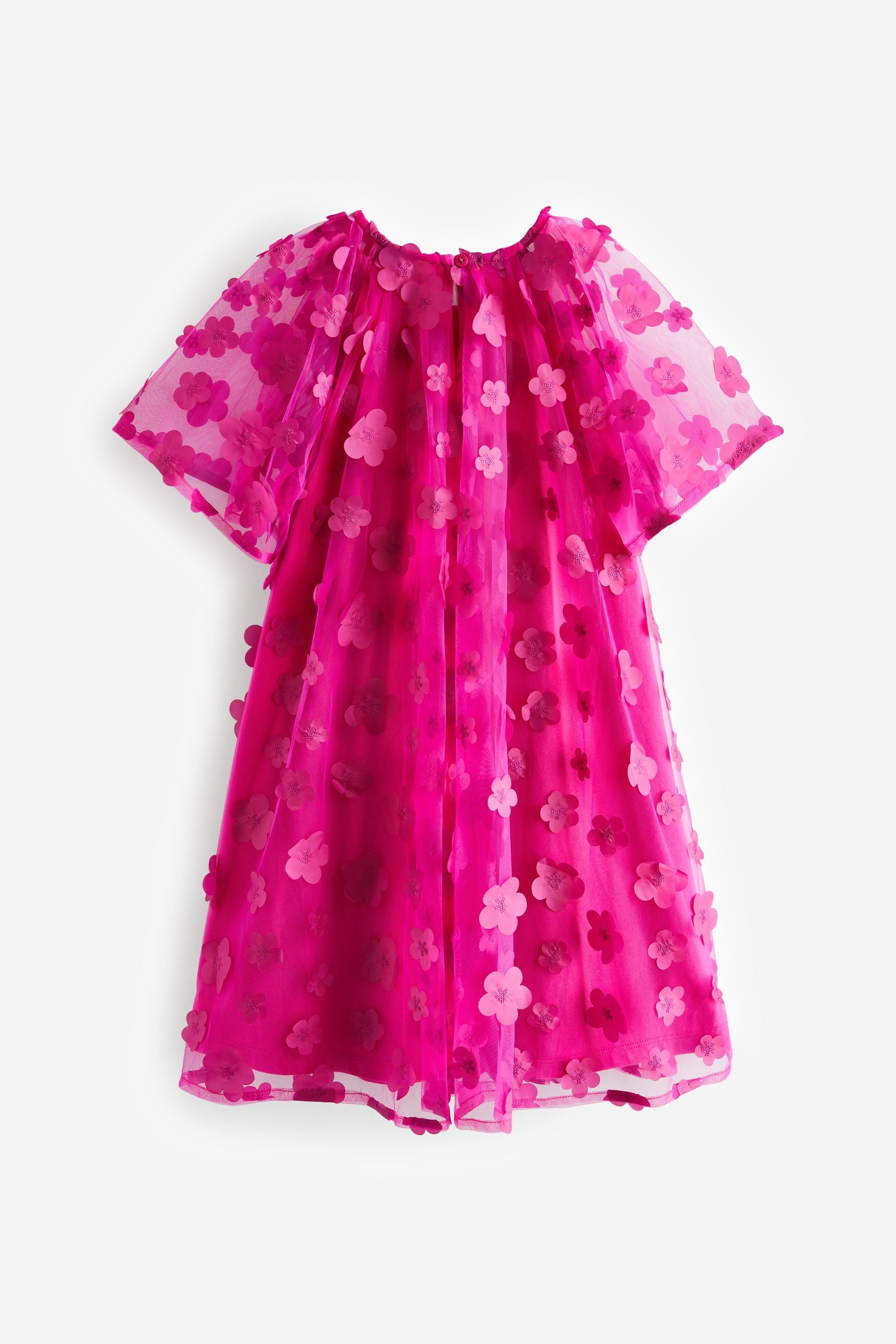 Pink 3D Flower Party Dress (3-16yrs)