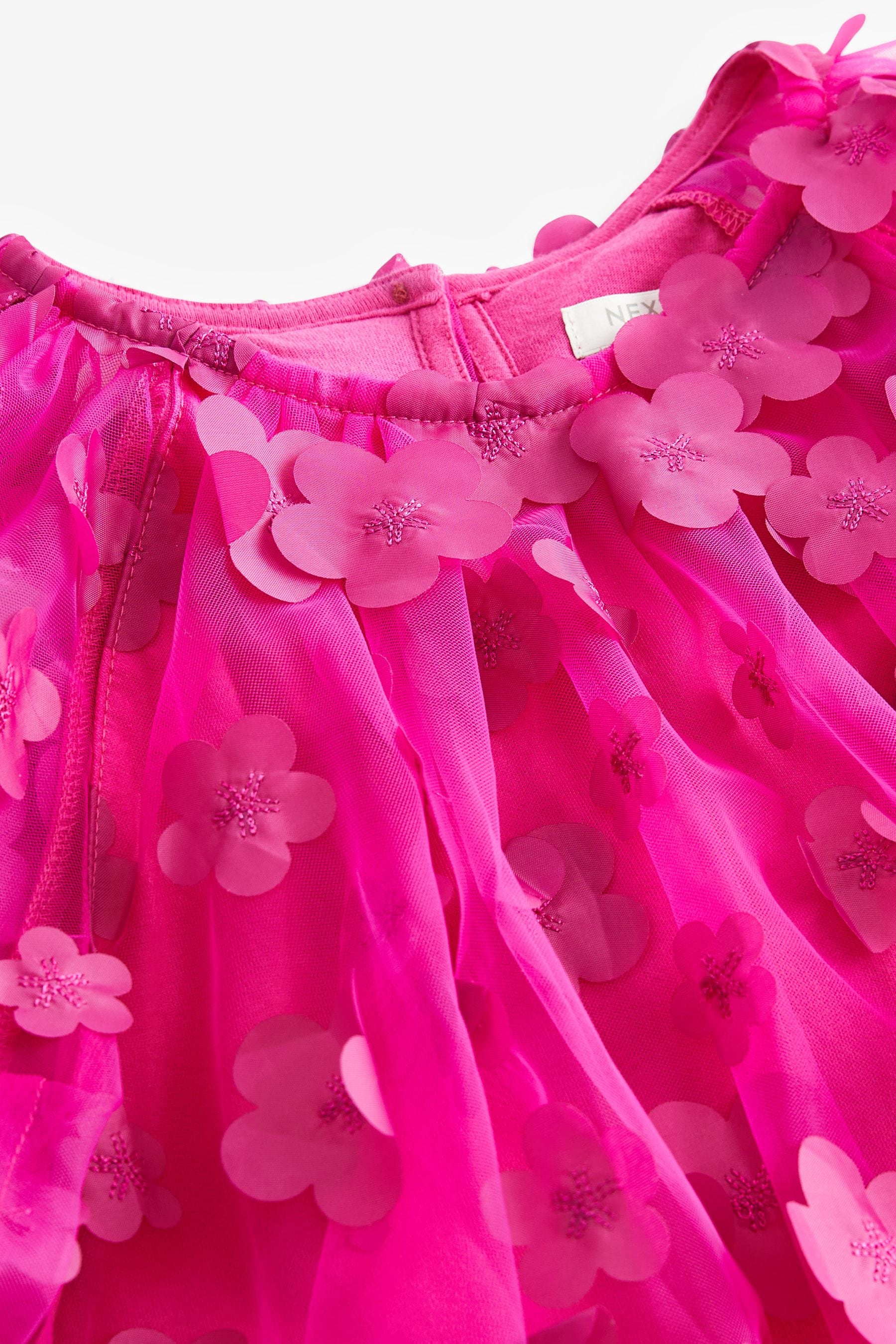 Pink 3D Flower Party Dress (3-16yrs)