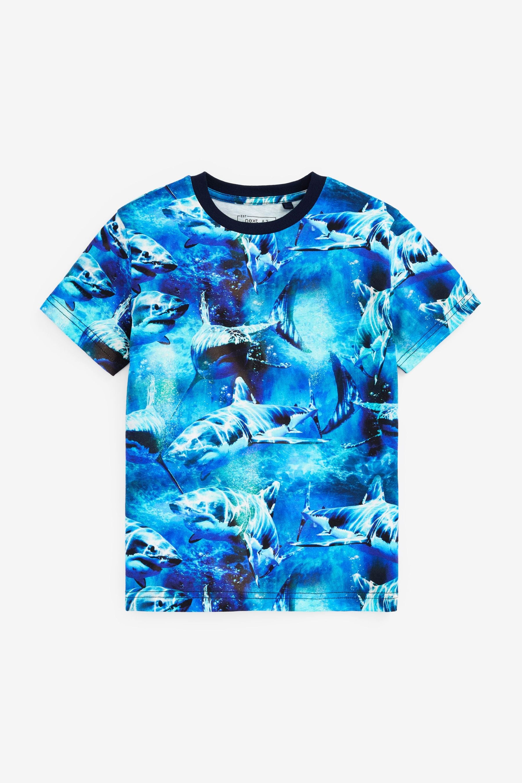 Blue Sharks All Over Print T-Shirt (3-16yrs)