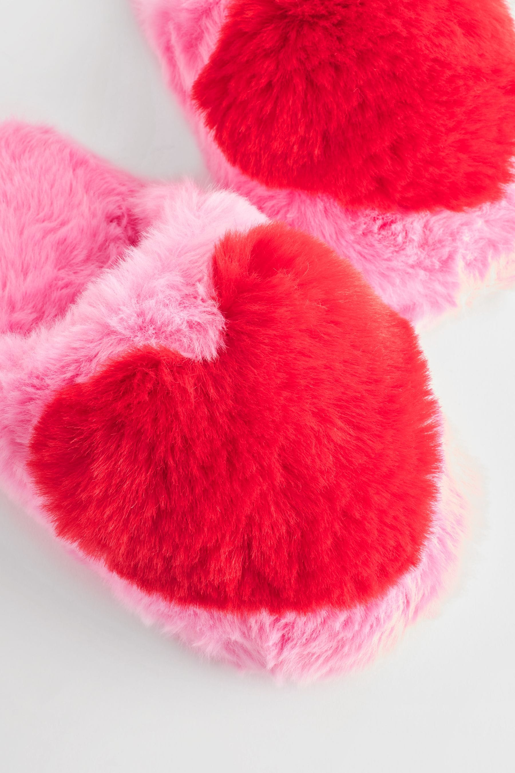 Pink Heart Faux Fur Mule Slippers