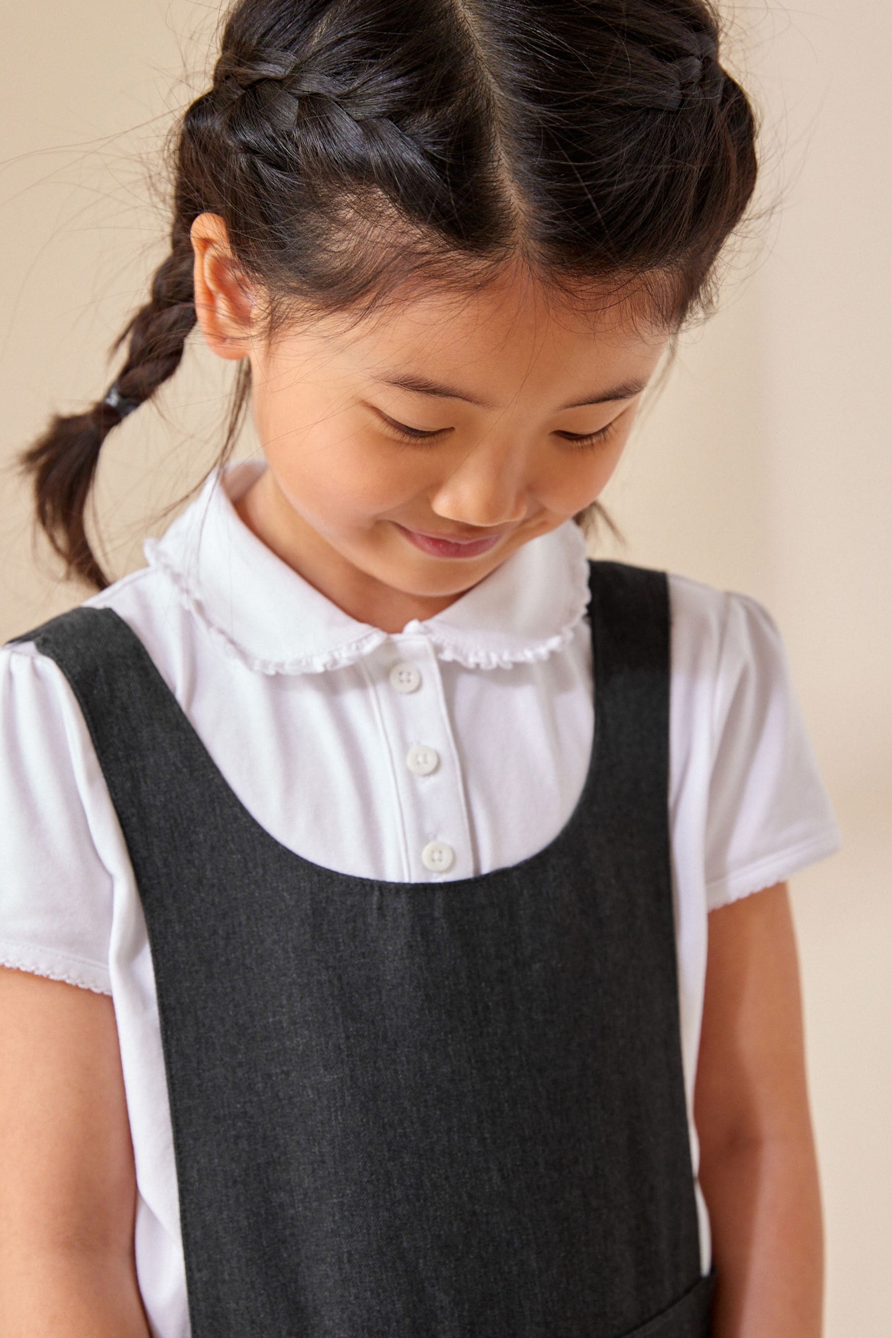 Grey Bow School Pinafore (3-14yrs)