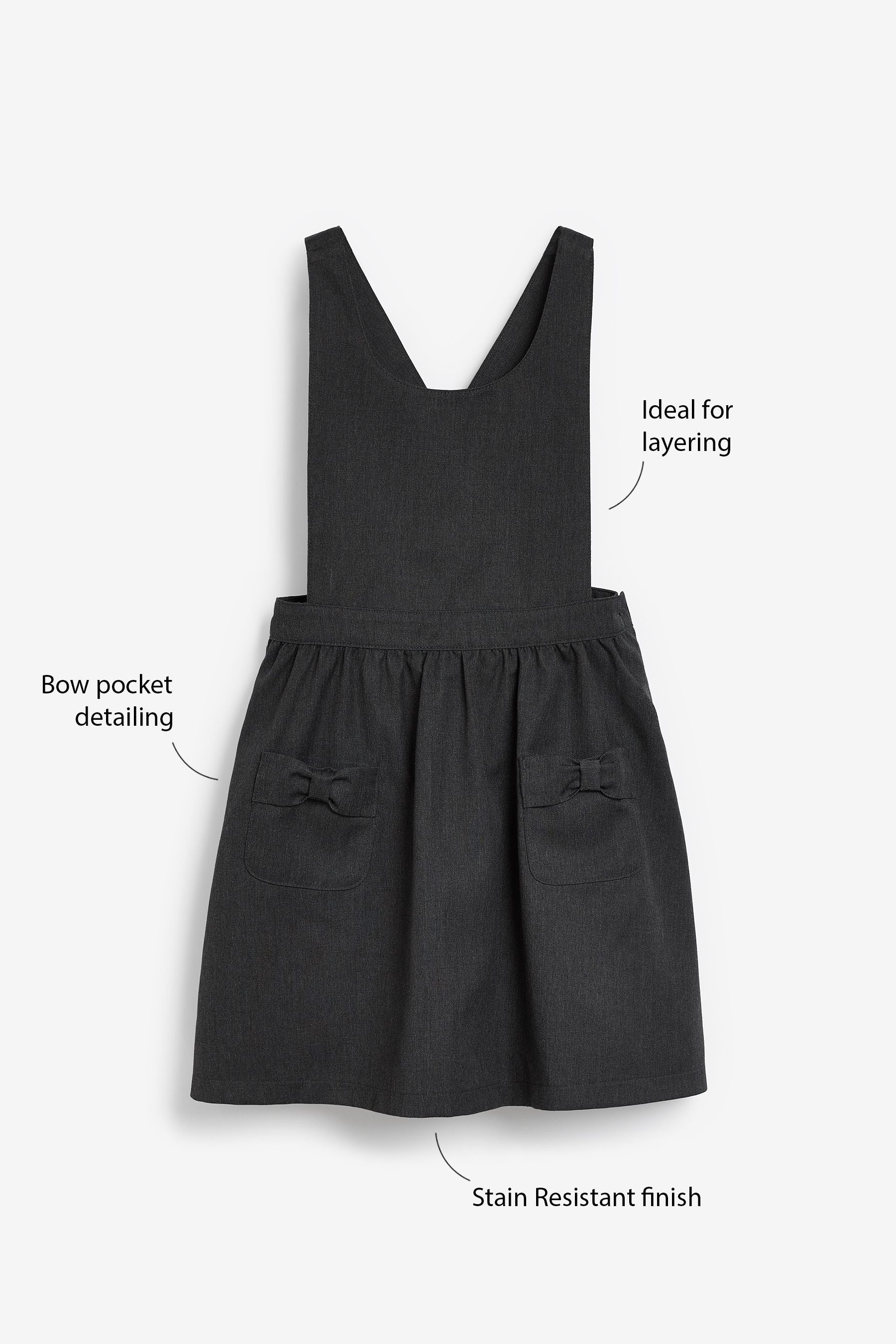 Grey Bow School Pinafore (3-14yrs)