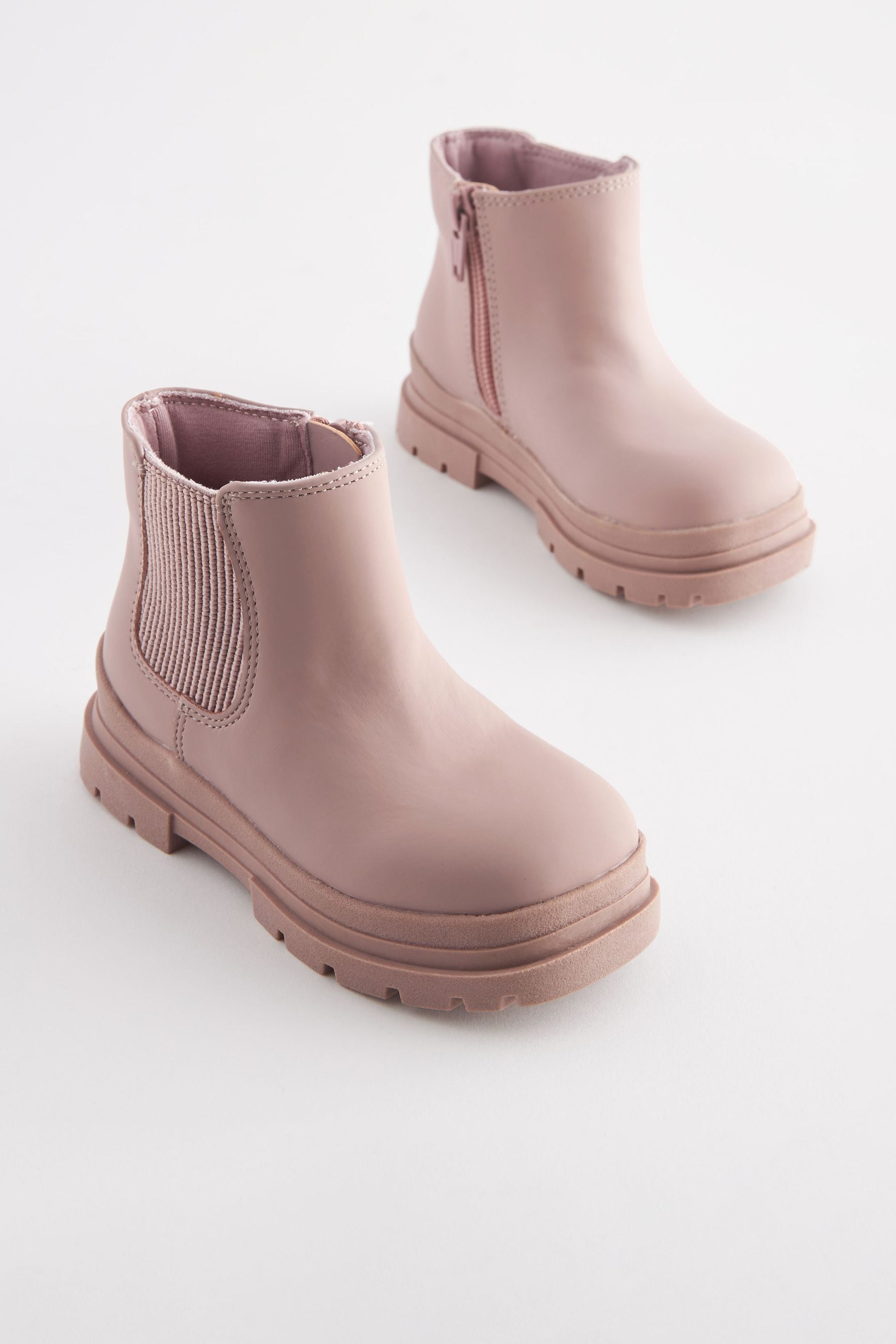 Pink Chelsea Chunky Boots