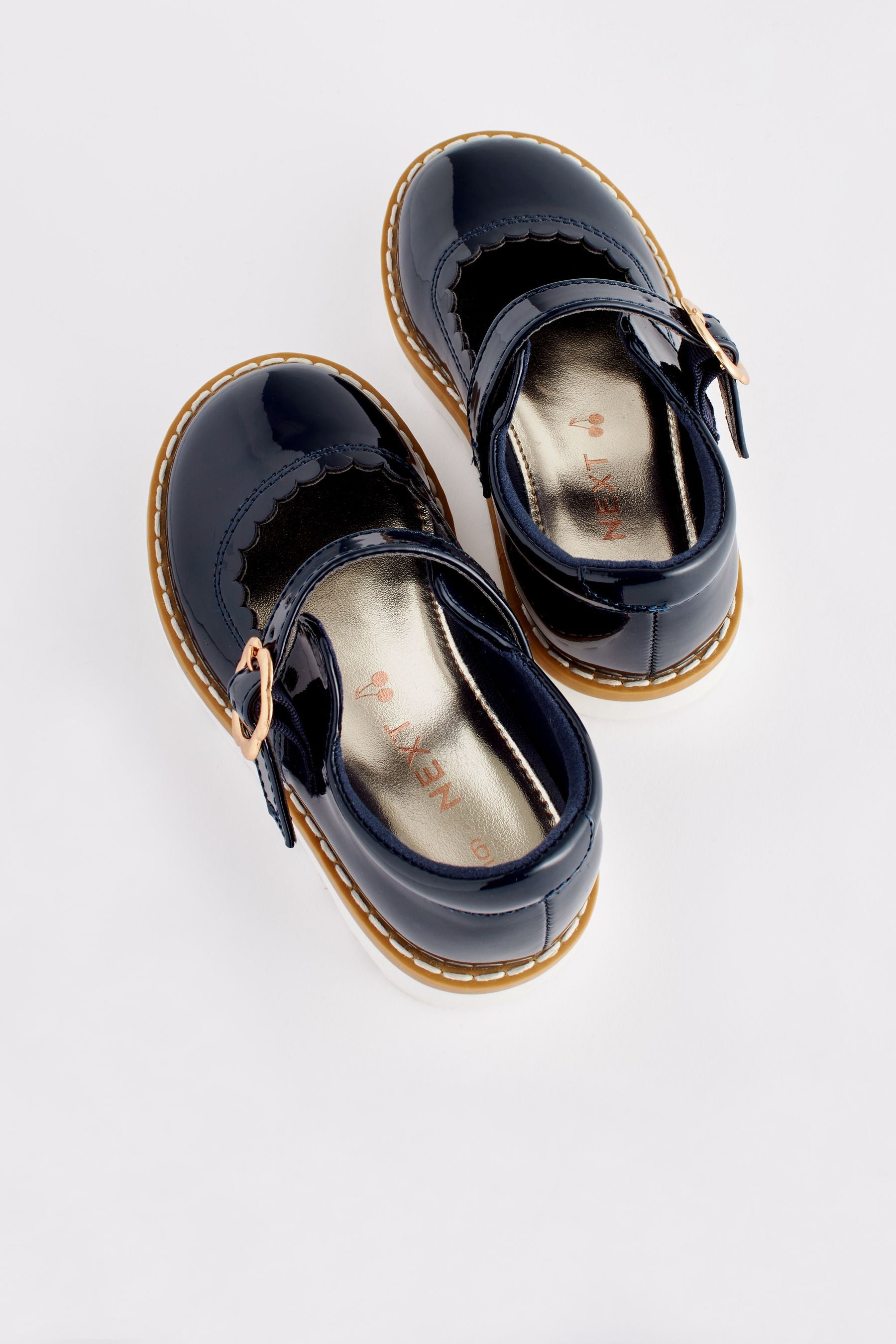 Navy Blue Scallop Mary Jane Shoes