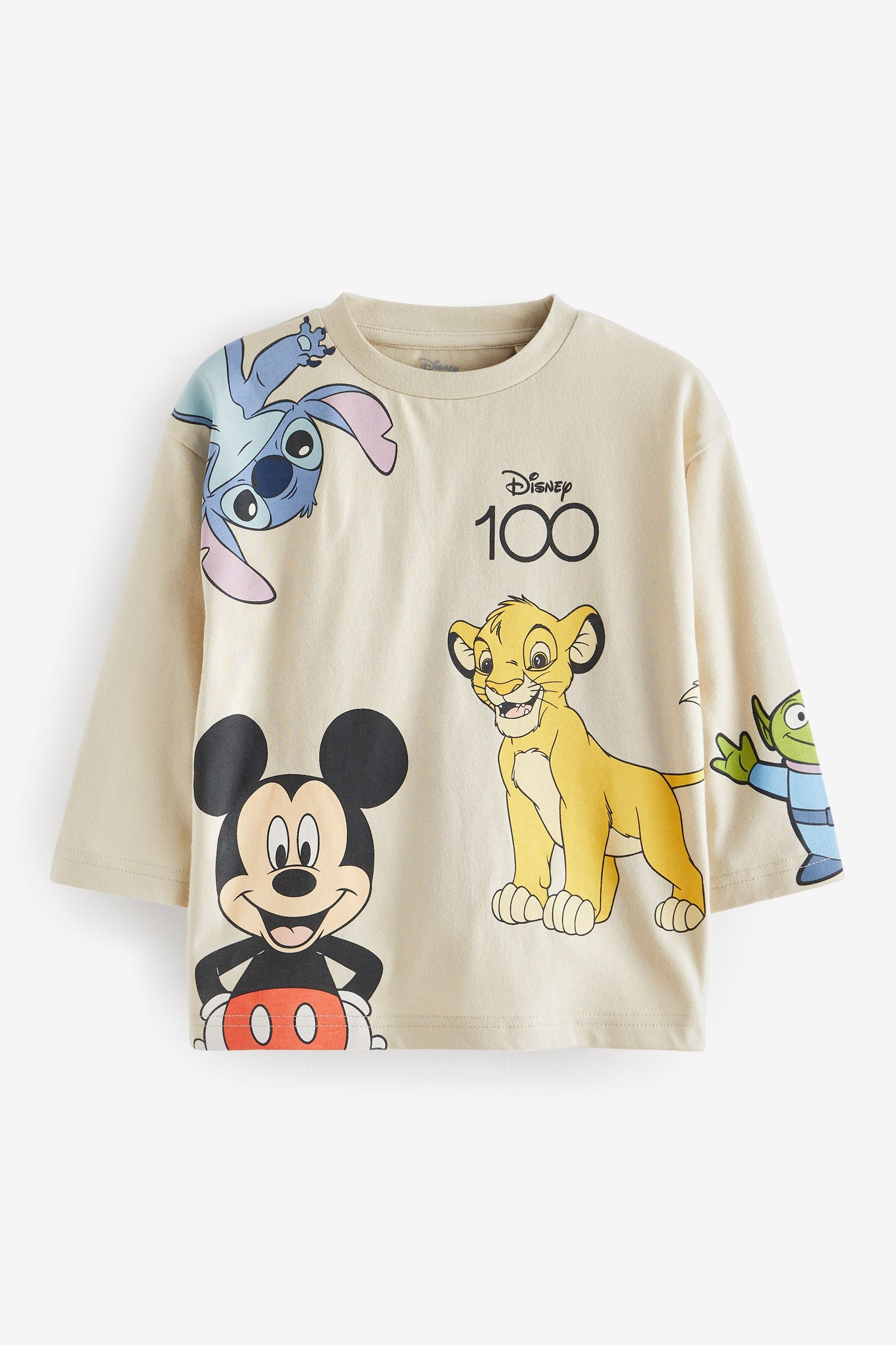 Neutral Cream Disney 100 Long Sleeve T-Shirt (3mths-8yrs)