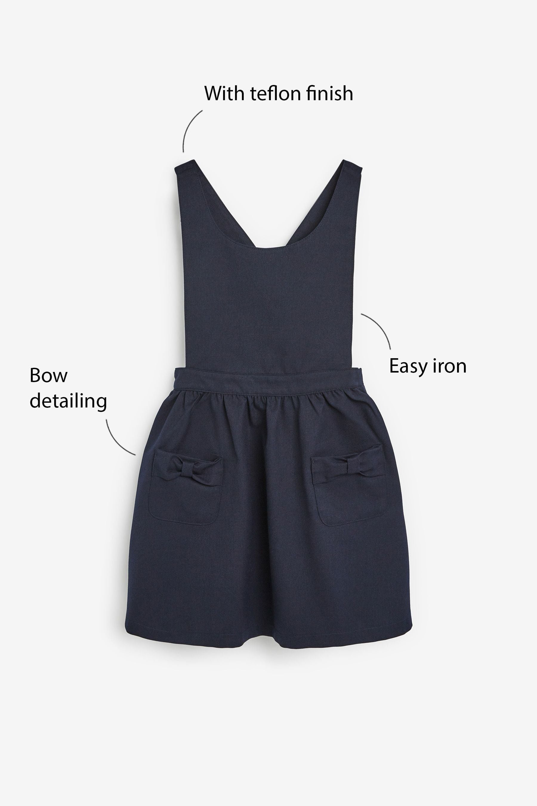 Navy Bow School Pinafore (3-14yrs)