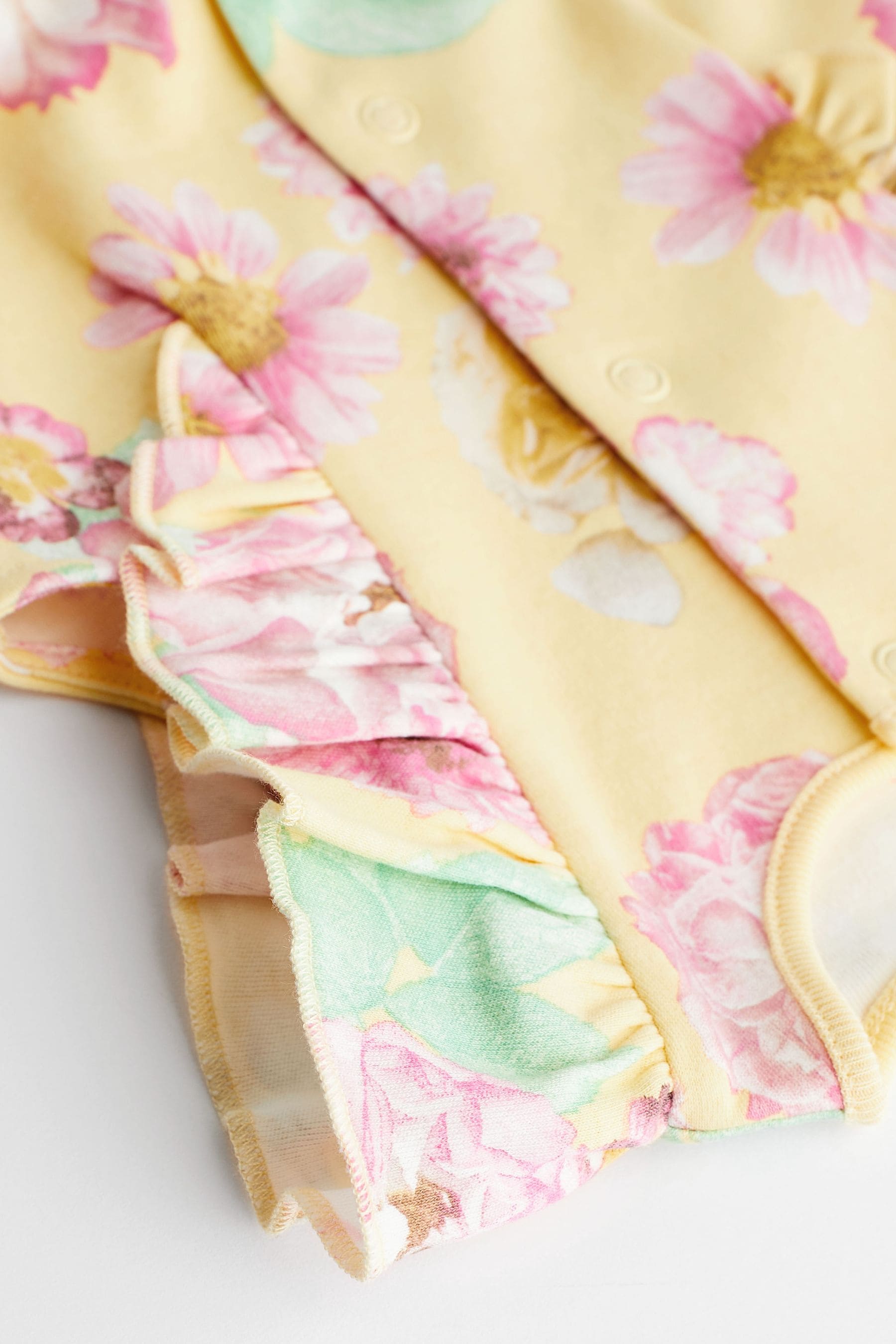 Pink Yellow Floral Baby Rompers 3 Pack