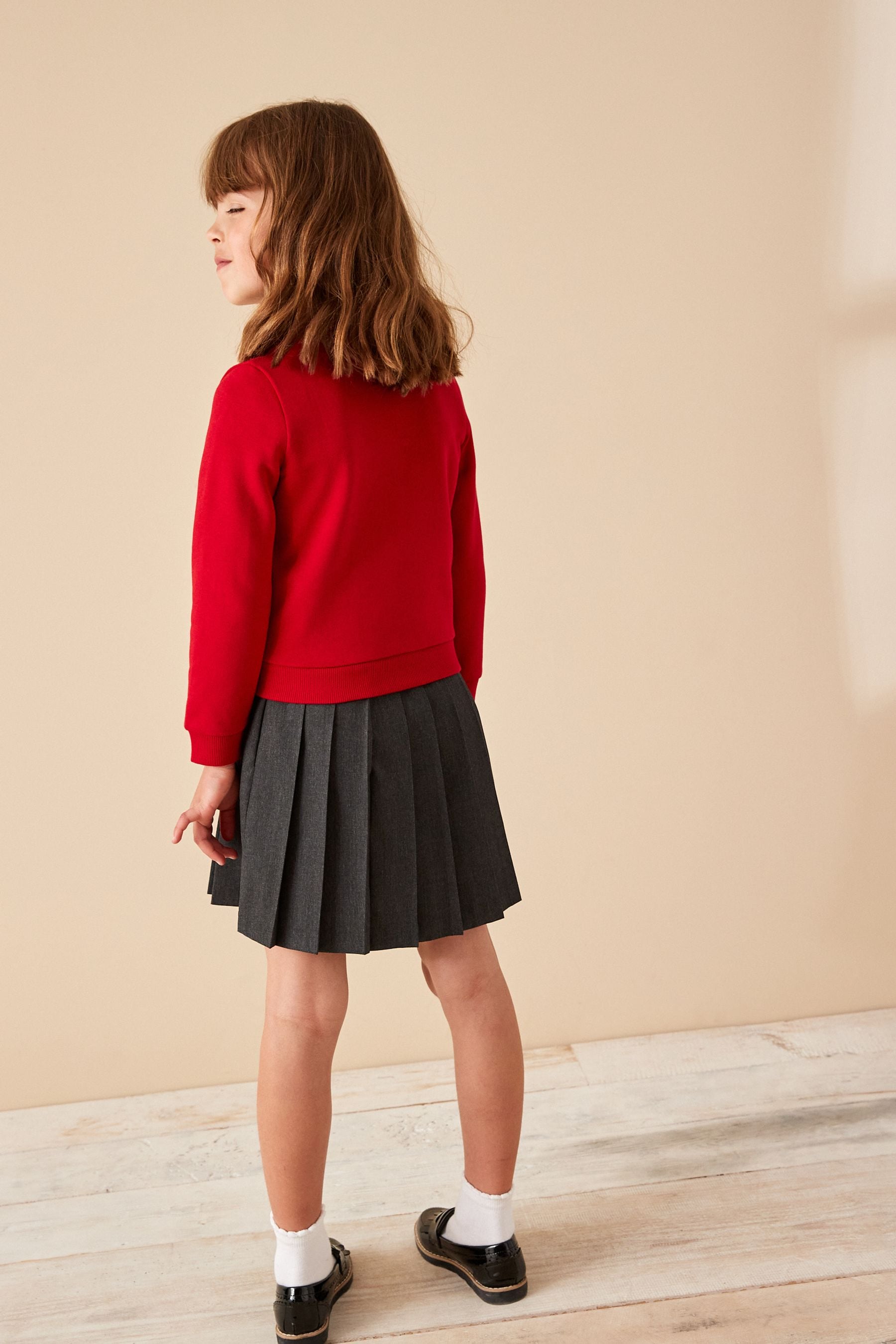 Red Cotton Rich Frill Pocket Jersey School Cardigan (3-16yrs)