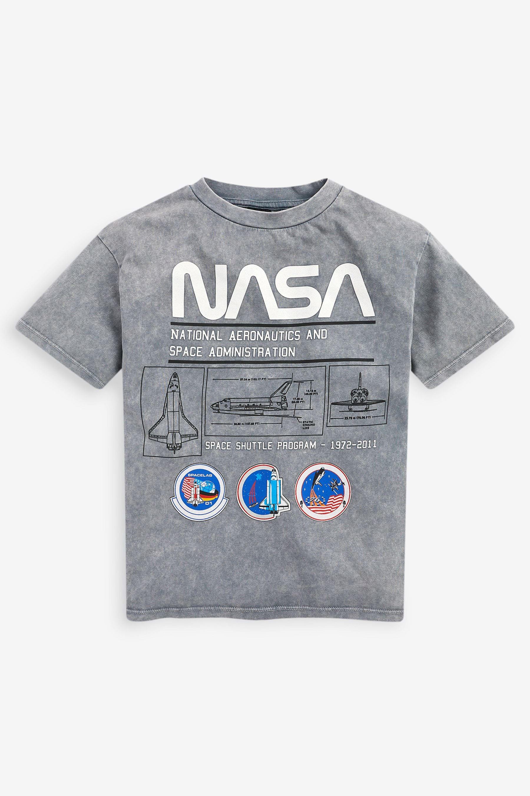 Grey Licensed Oversized Nasa T-Shirt (3-16yrs)