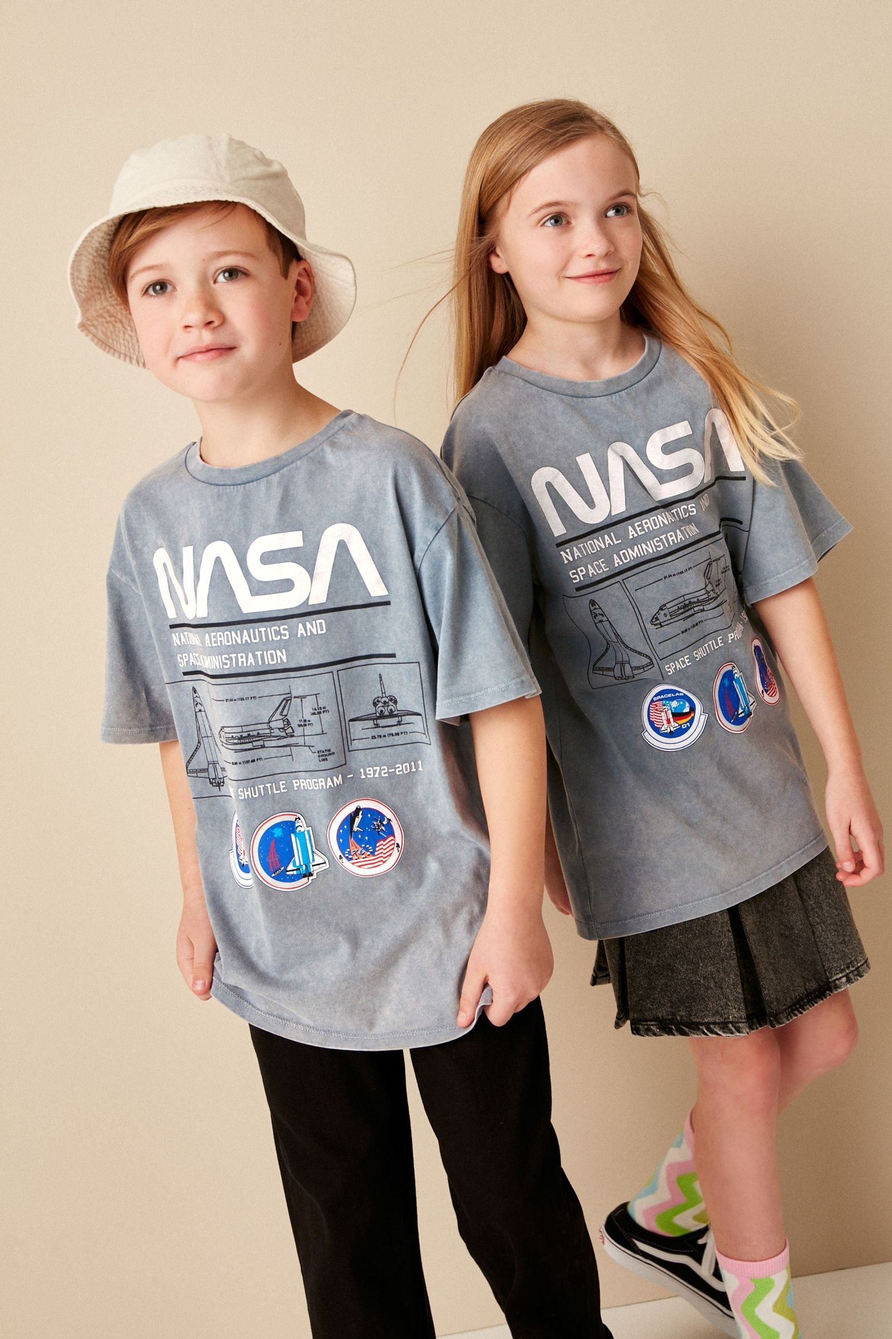 Grey Licensed Oversized Nasa T-Shirt (3-16yrs)