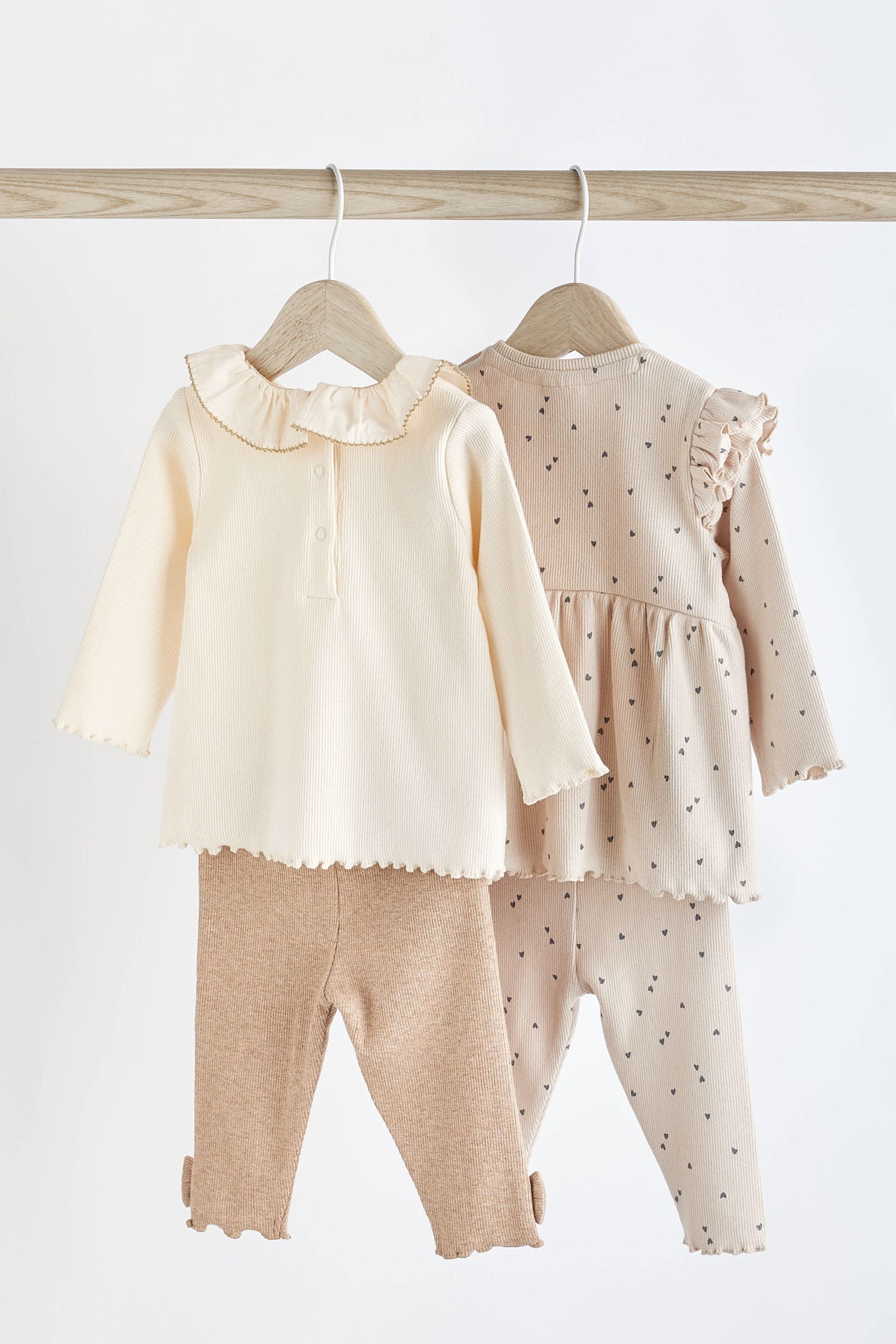 Beige Bear Baby T-Shirts and Leggings 4 Piece Set