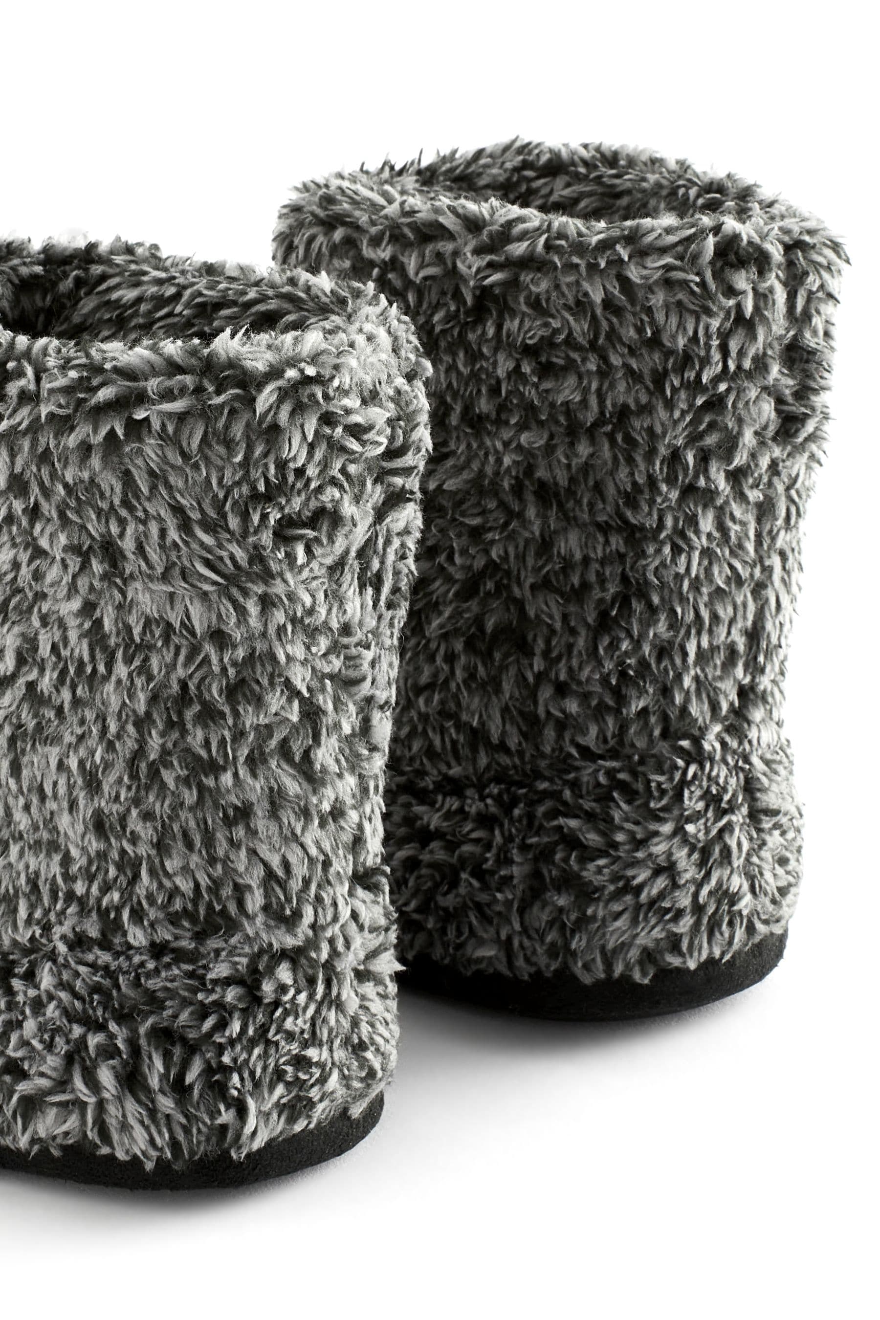 Charcoal Grey Warm Lined Slipper Boots