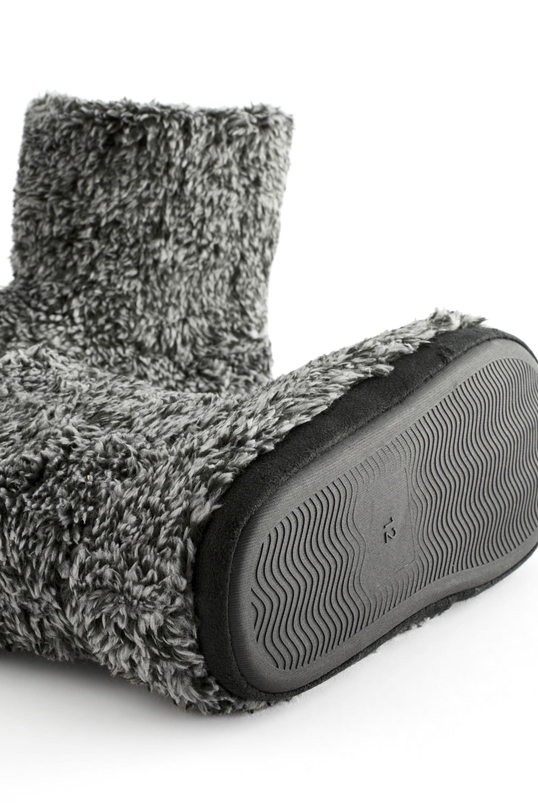 Charcoal Grey Warm Lined Slipper Boots