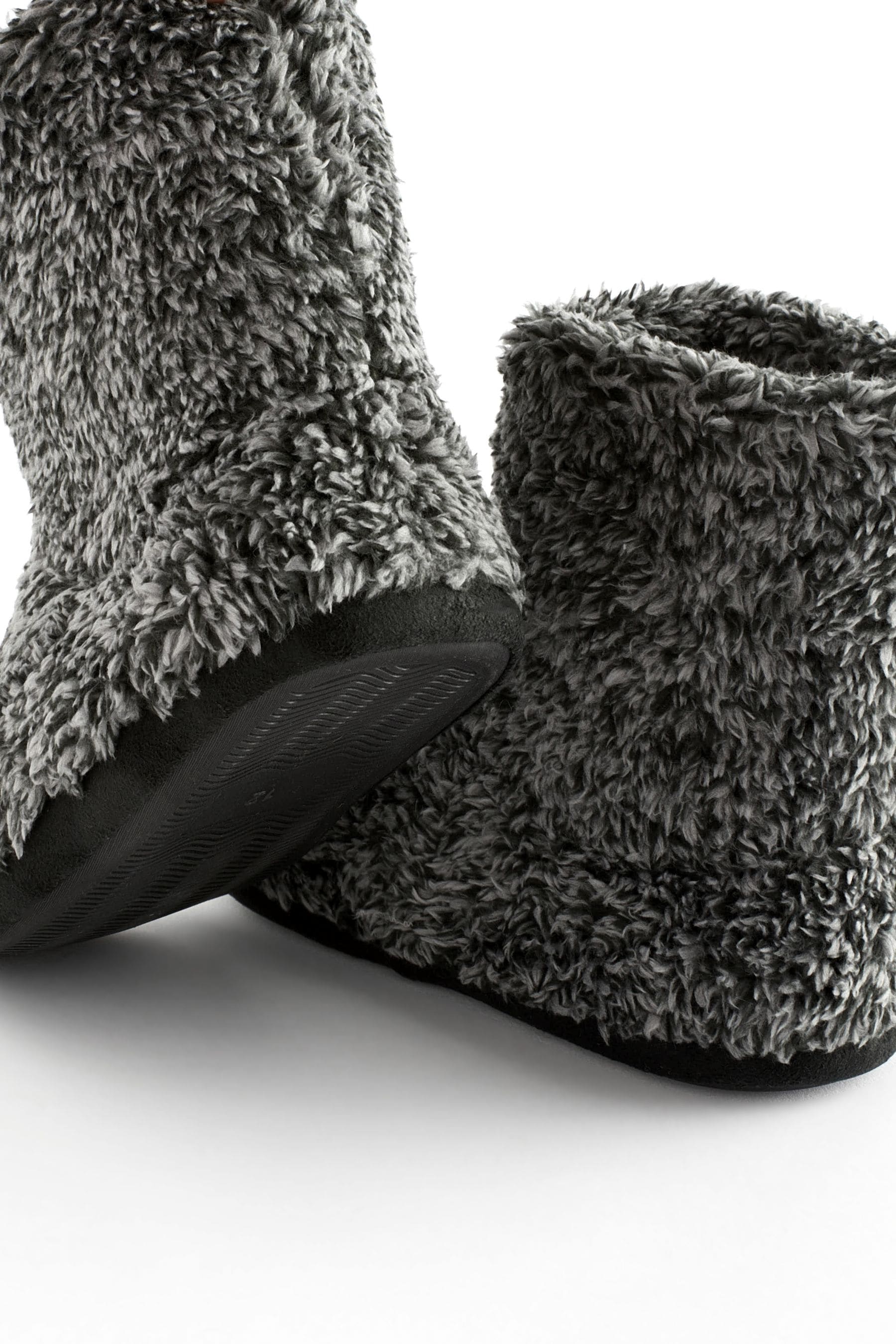 Charcoal Grey Warm Lined Slipper Boots