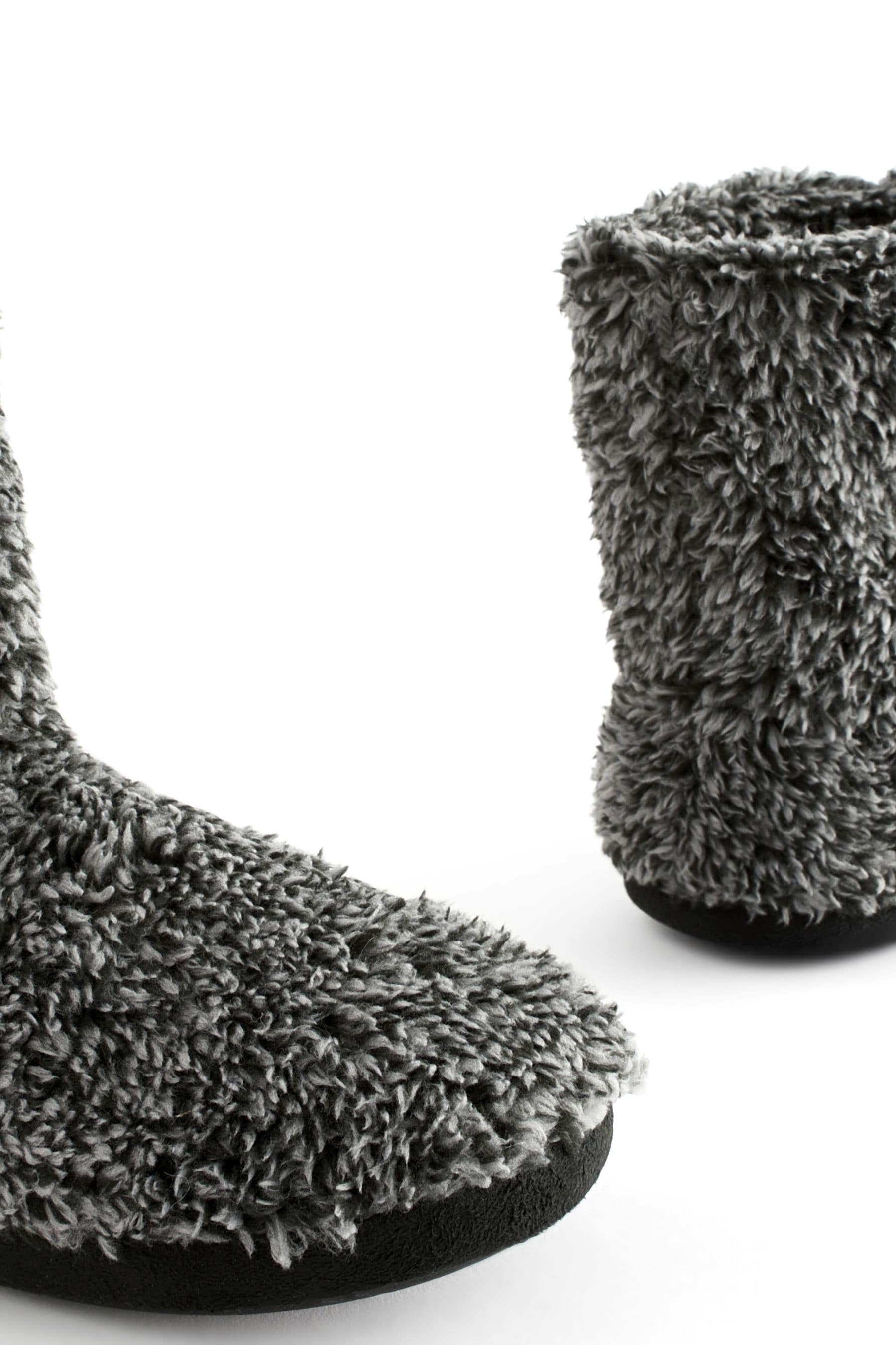 Charcoal Grey Warm Lined Slipper Boots