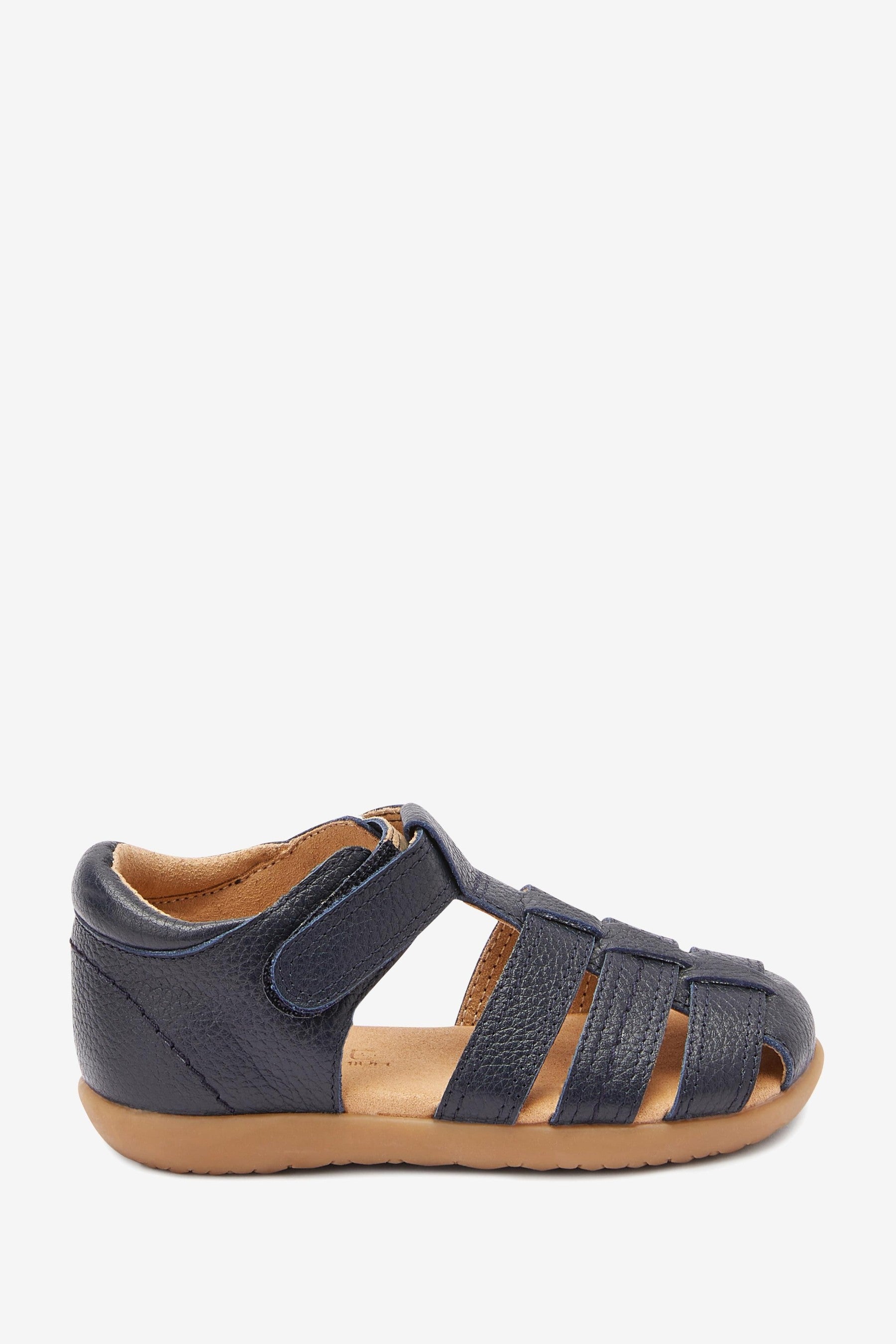 Navy Little Luxe Leather Fisherman Sandals