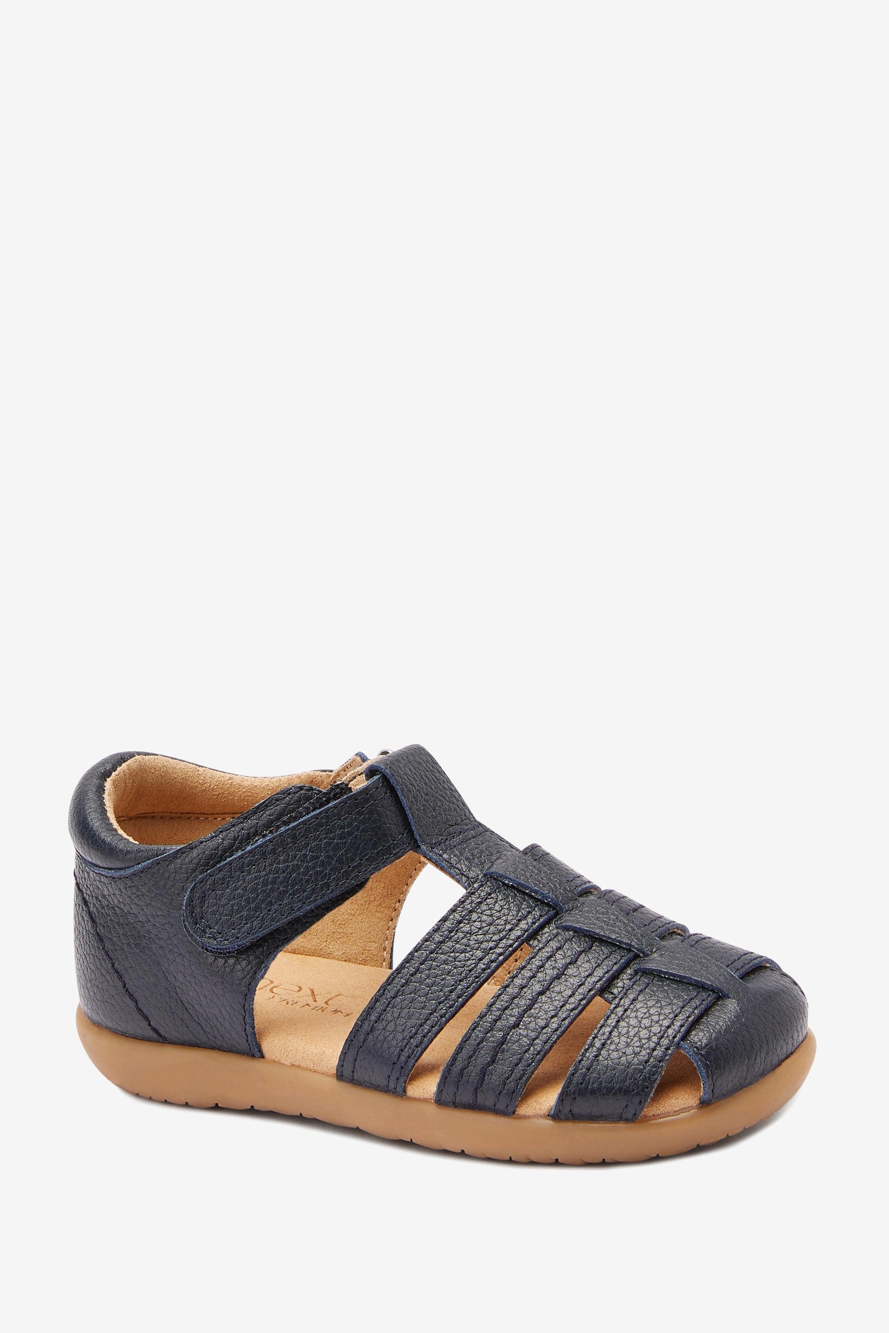 Navy Little Luxe Leather Fisherman Sandals