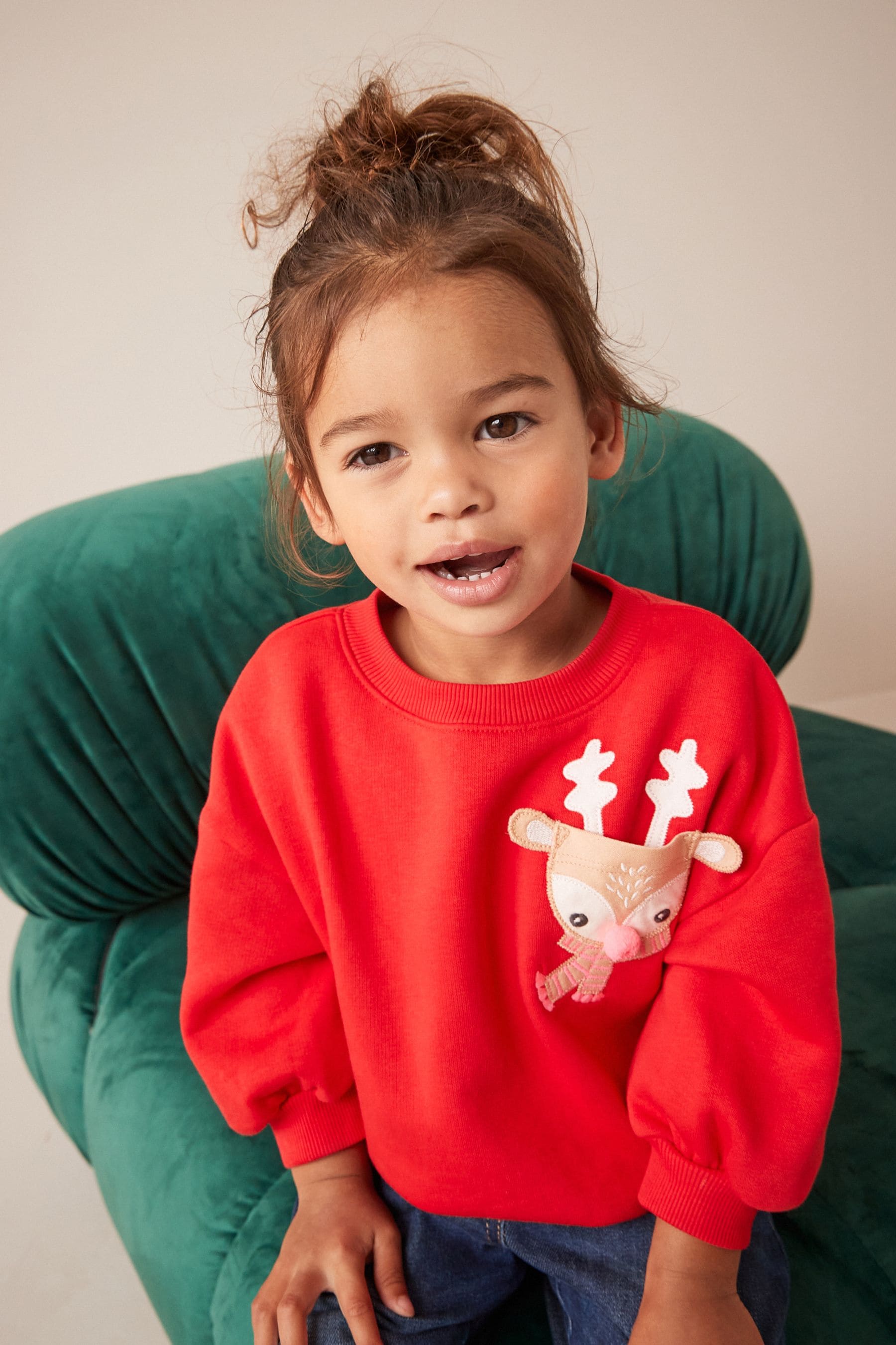 Red Reindeer Christmas Sweatshirt (3mths-7yrs)